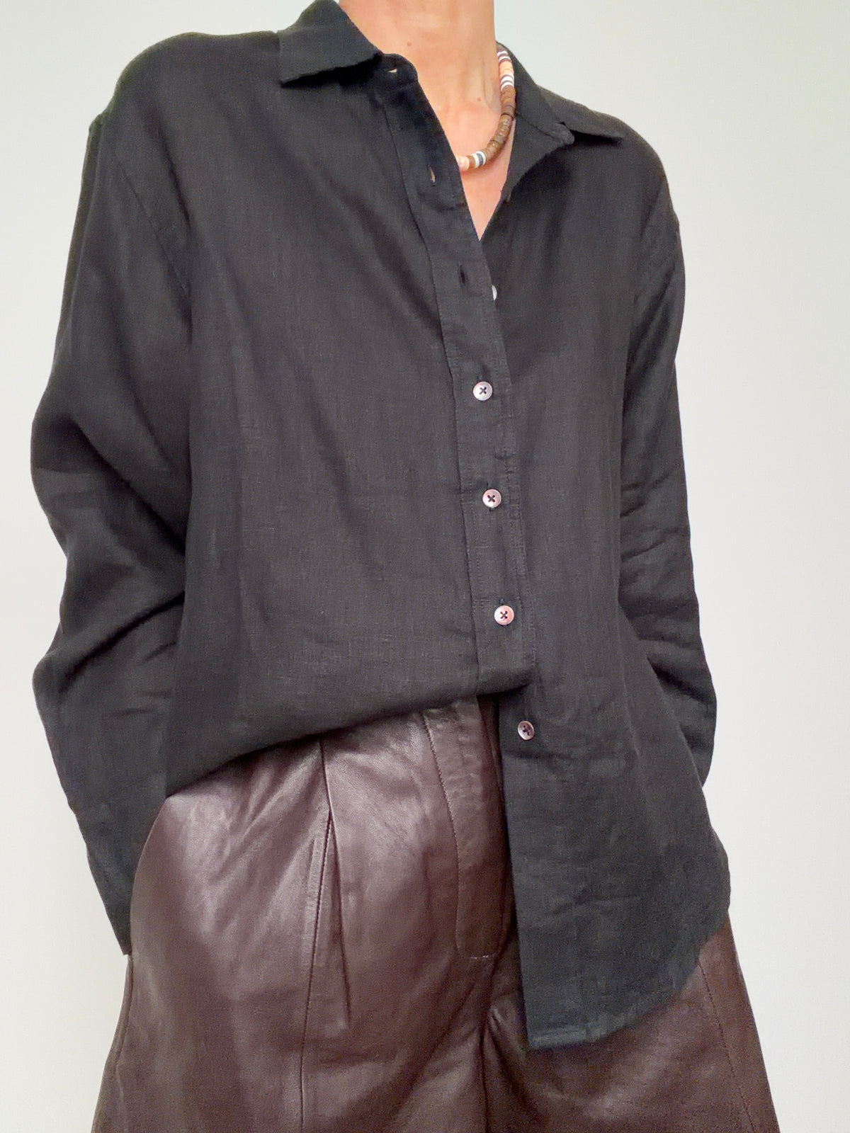 Linen Oversized Shirt Black