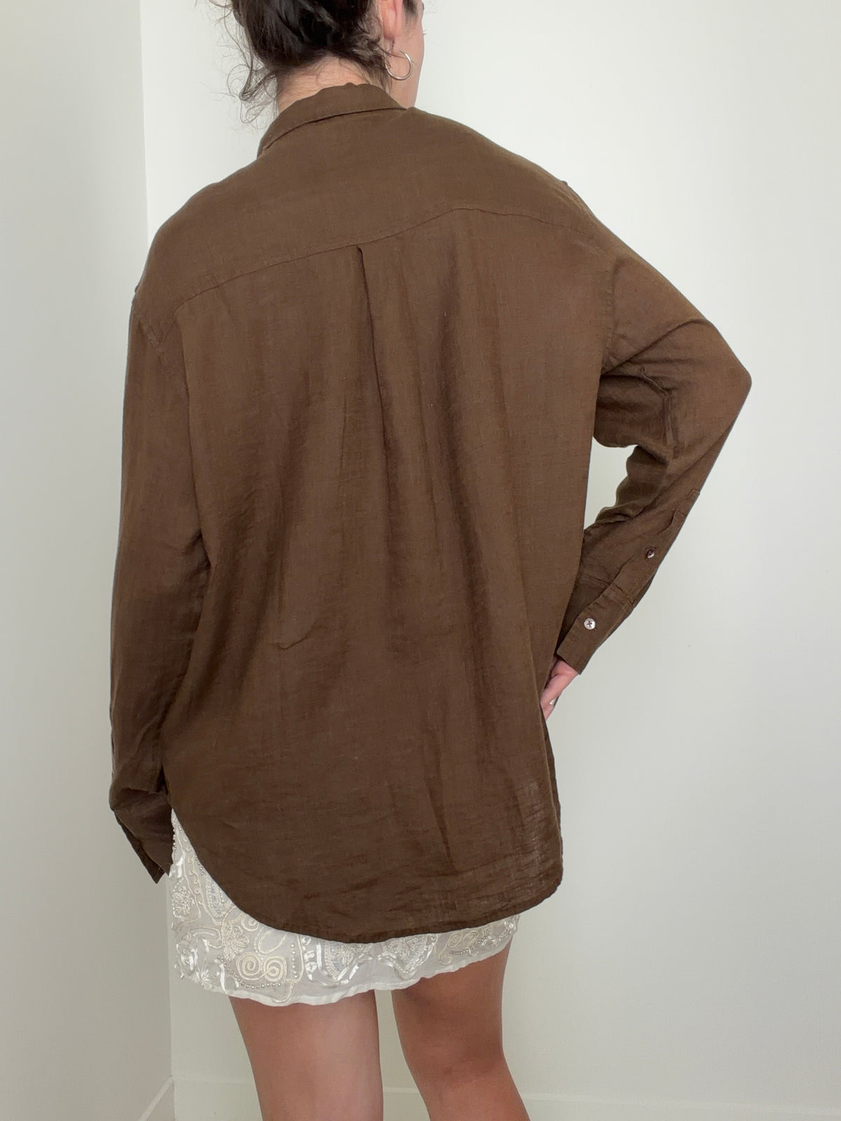 Linen Oversized Shirt Tobacco