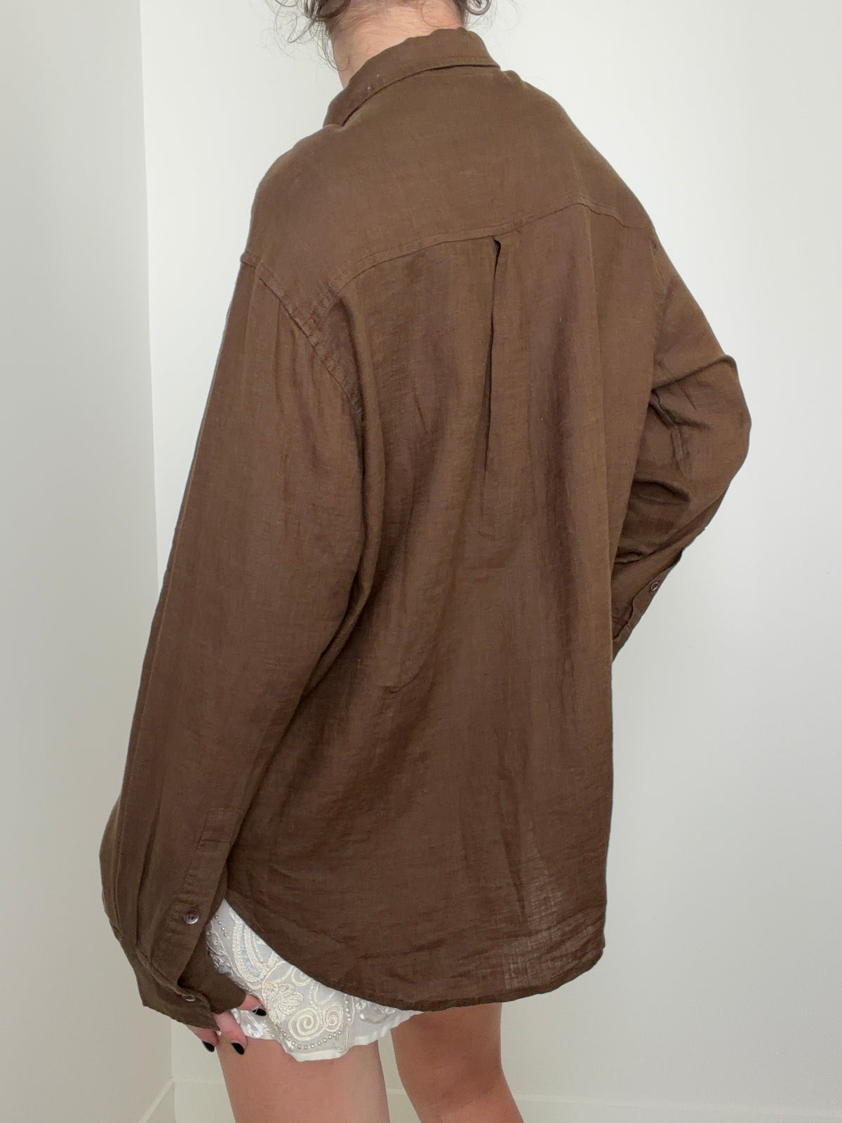 Linen Oversized Shirt Tobacco