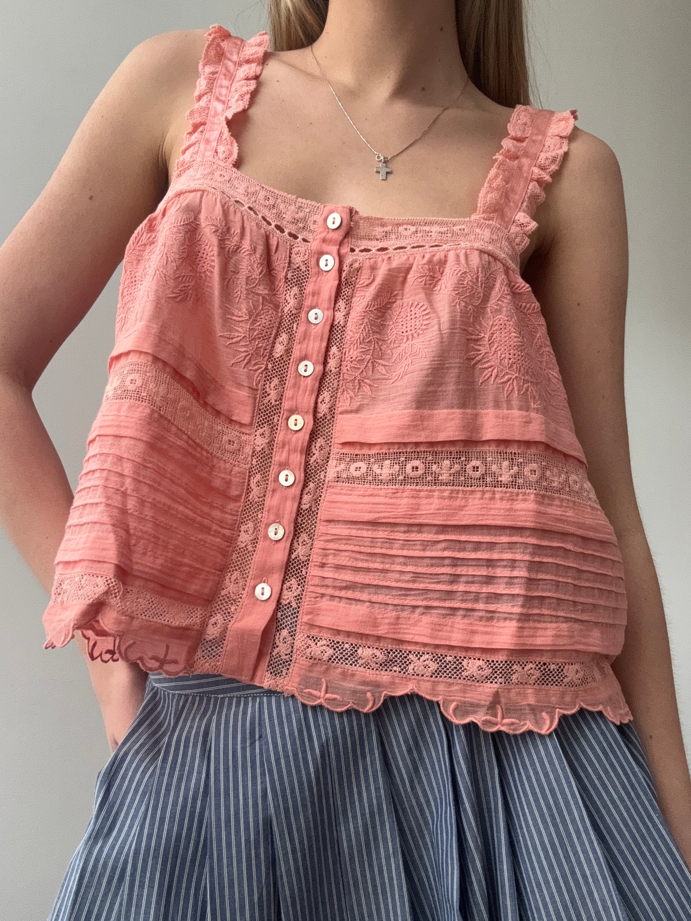 Love Shack Fancy Tops Sully Top Peach Blossom