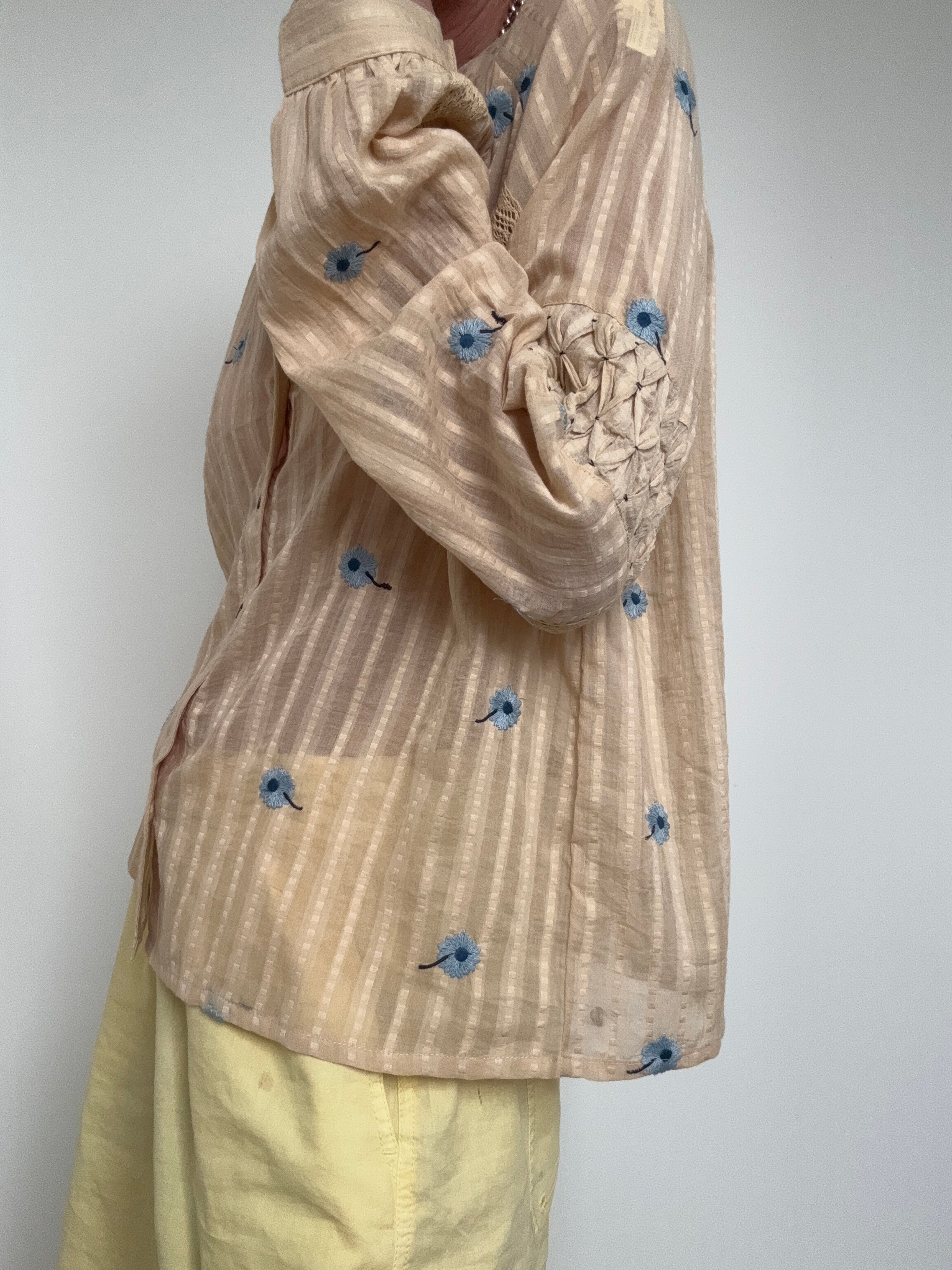 Love Stitch Fancy Tops Cornflowers Cotton Blouse