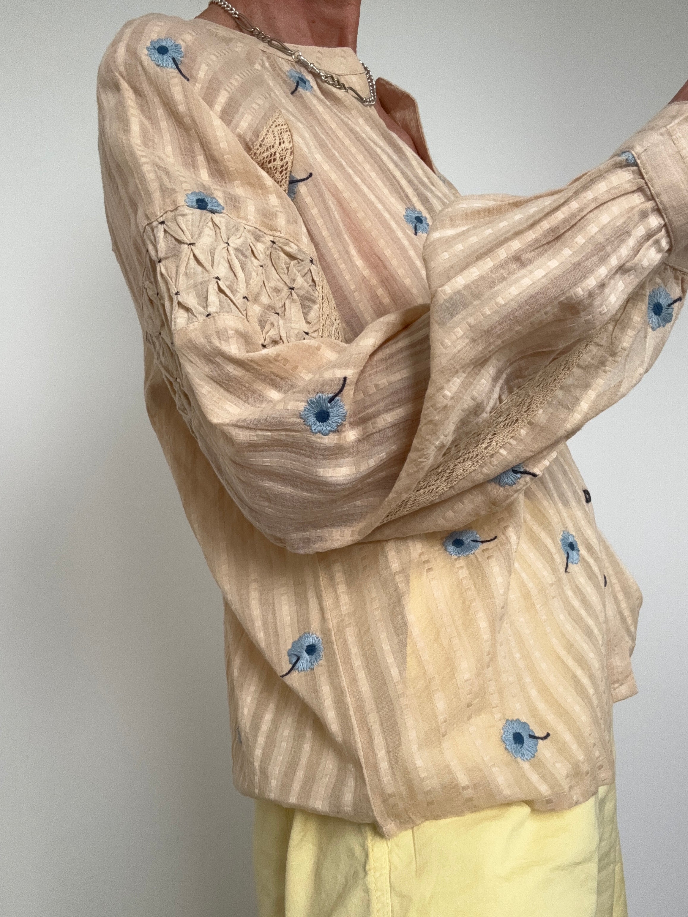 Love Stitch Fancy Tops Cornflowers Cotton Blouse