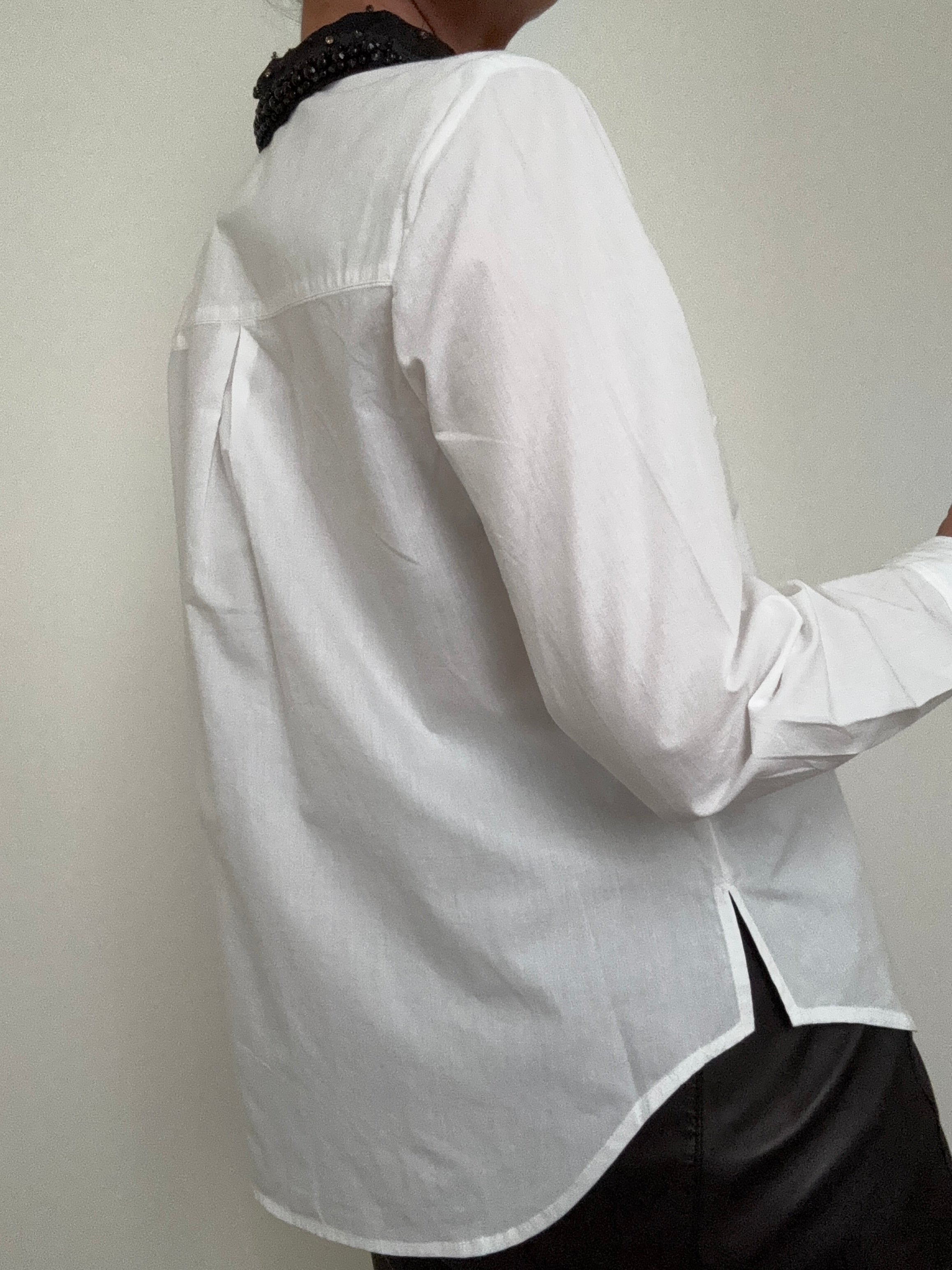 Beaded Chiffon Collar Shirt | Shirts