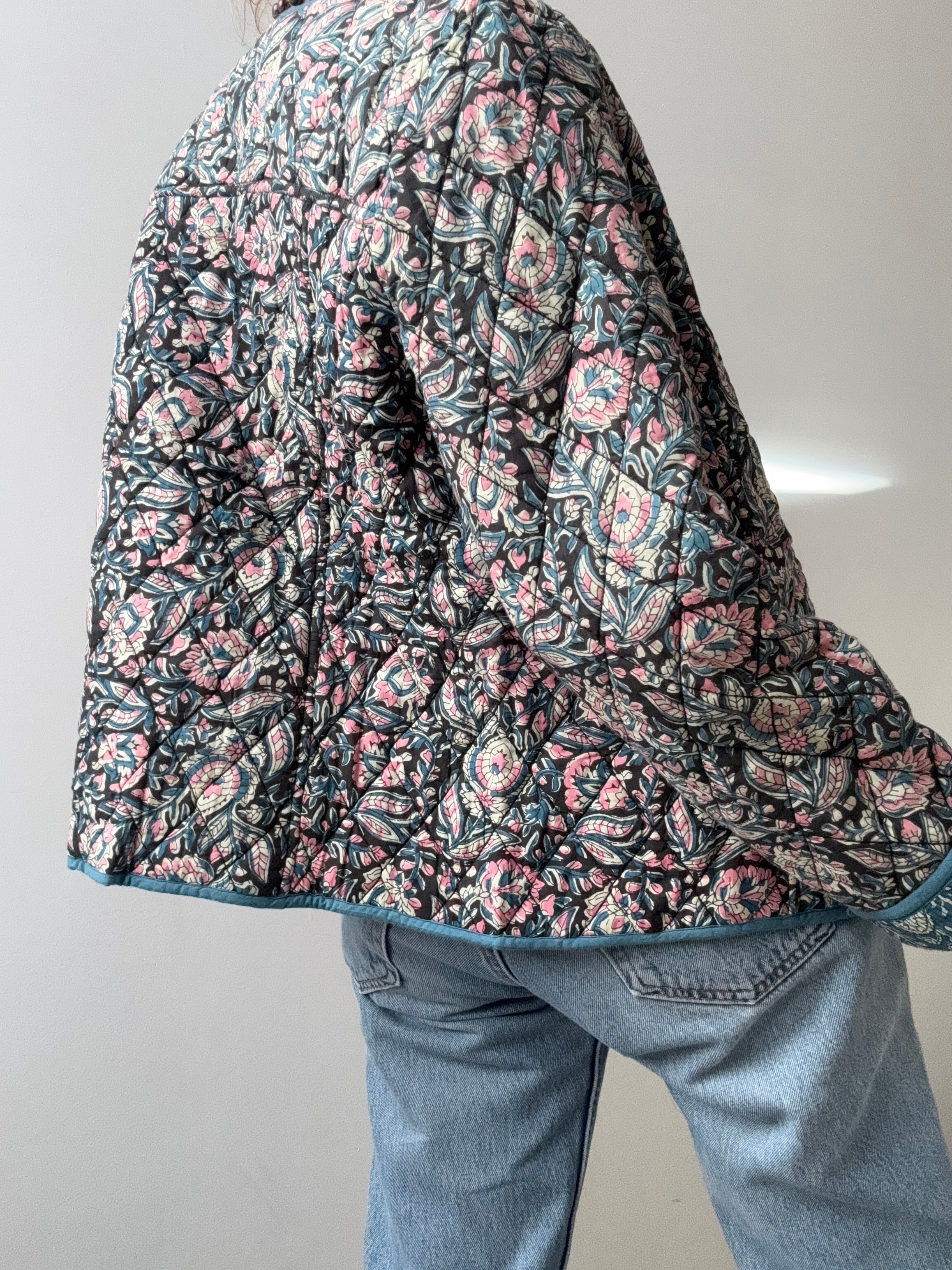Floral Dorris Quilted Jacket Blue | Jackets