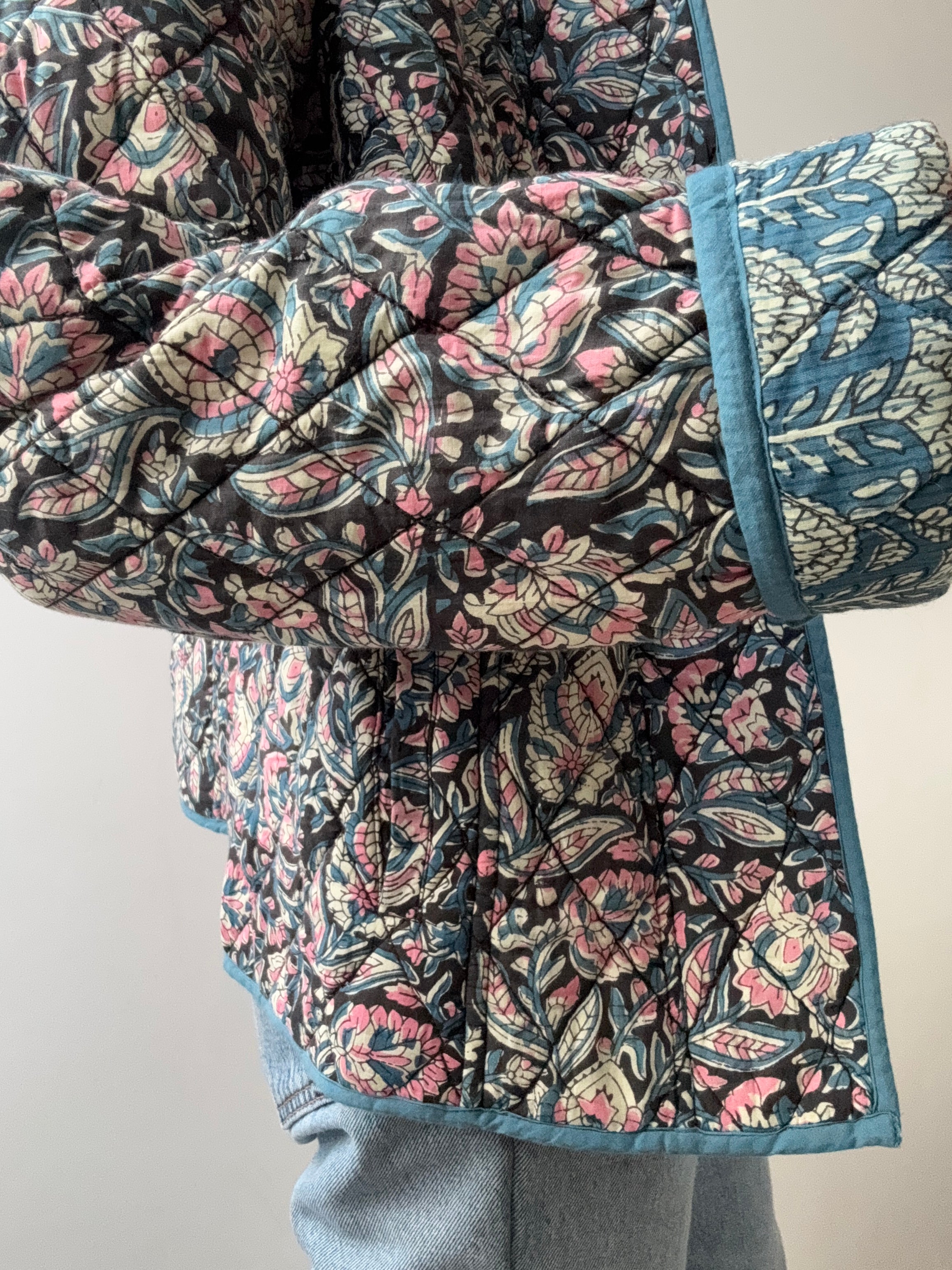 Floral Dorris Quilted Jacket Blue | Jackets