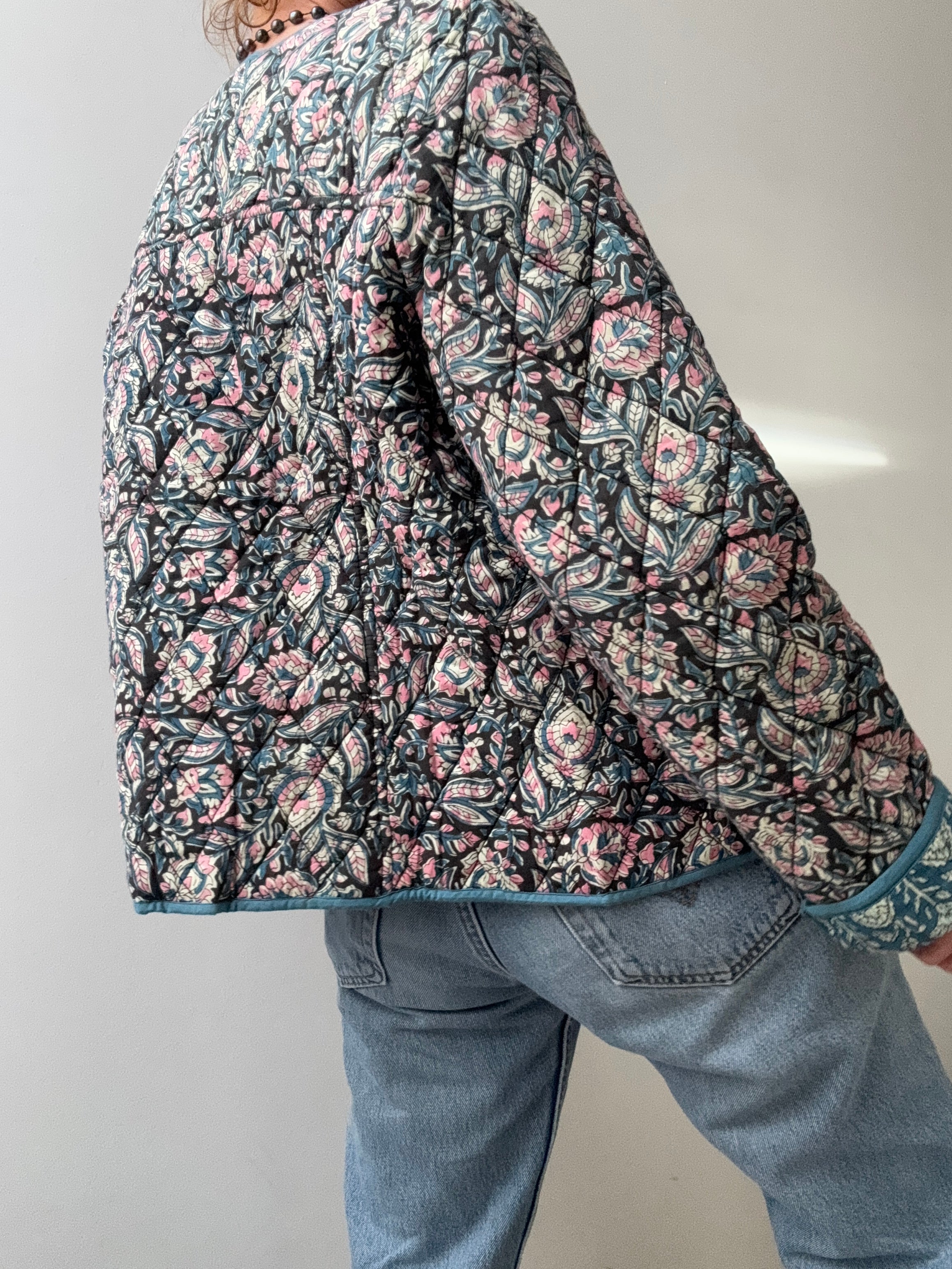 Floral Dorris Quilted Jacket Blue | Jackets