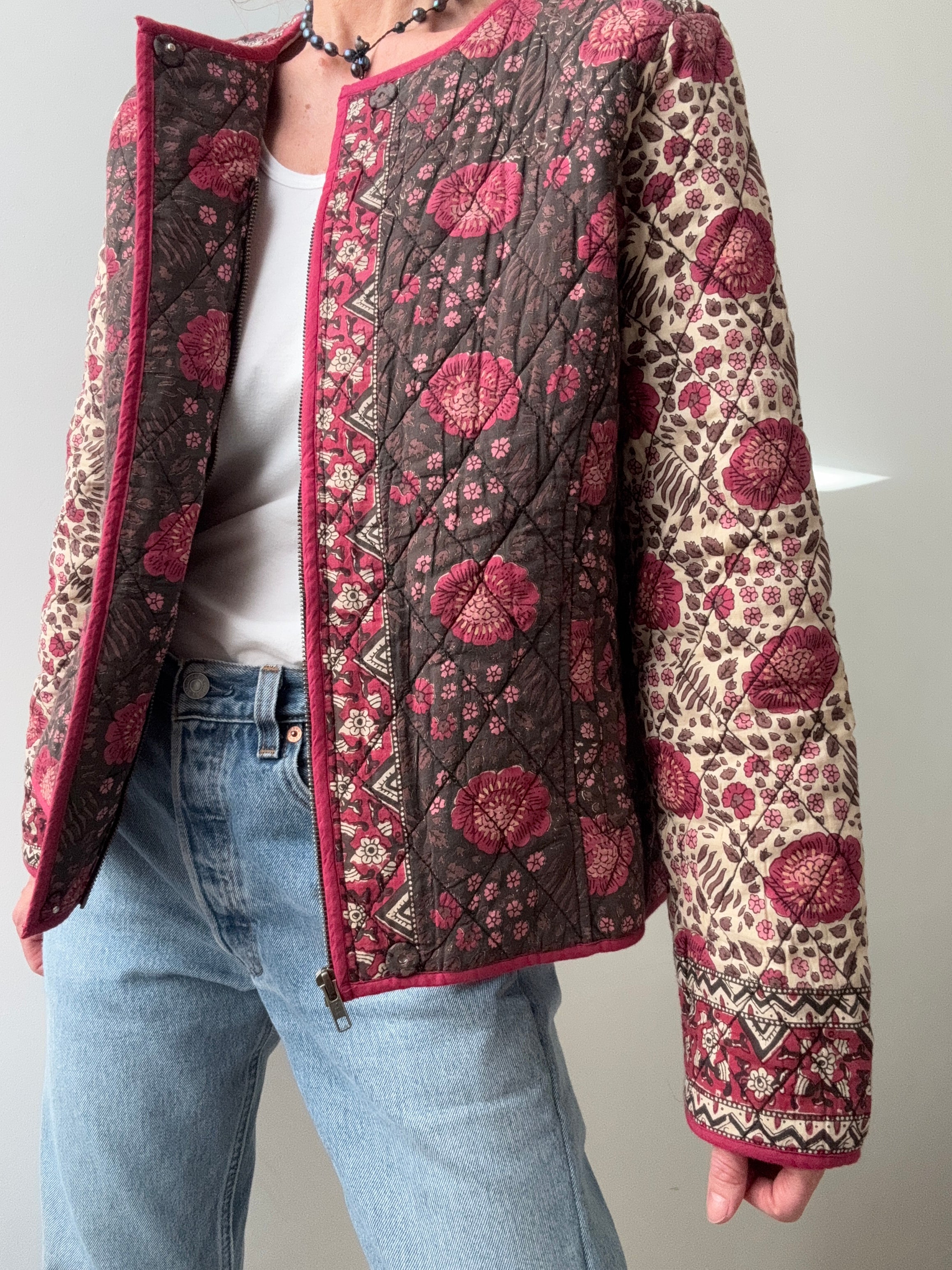 Floral Dorris Quilted Jacket Pink | Jackets