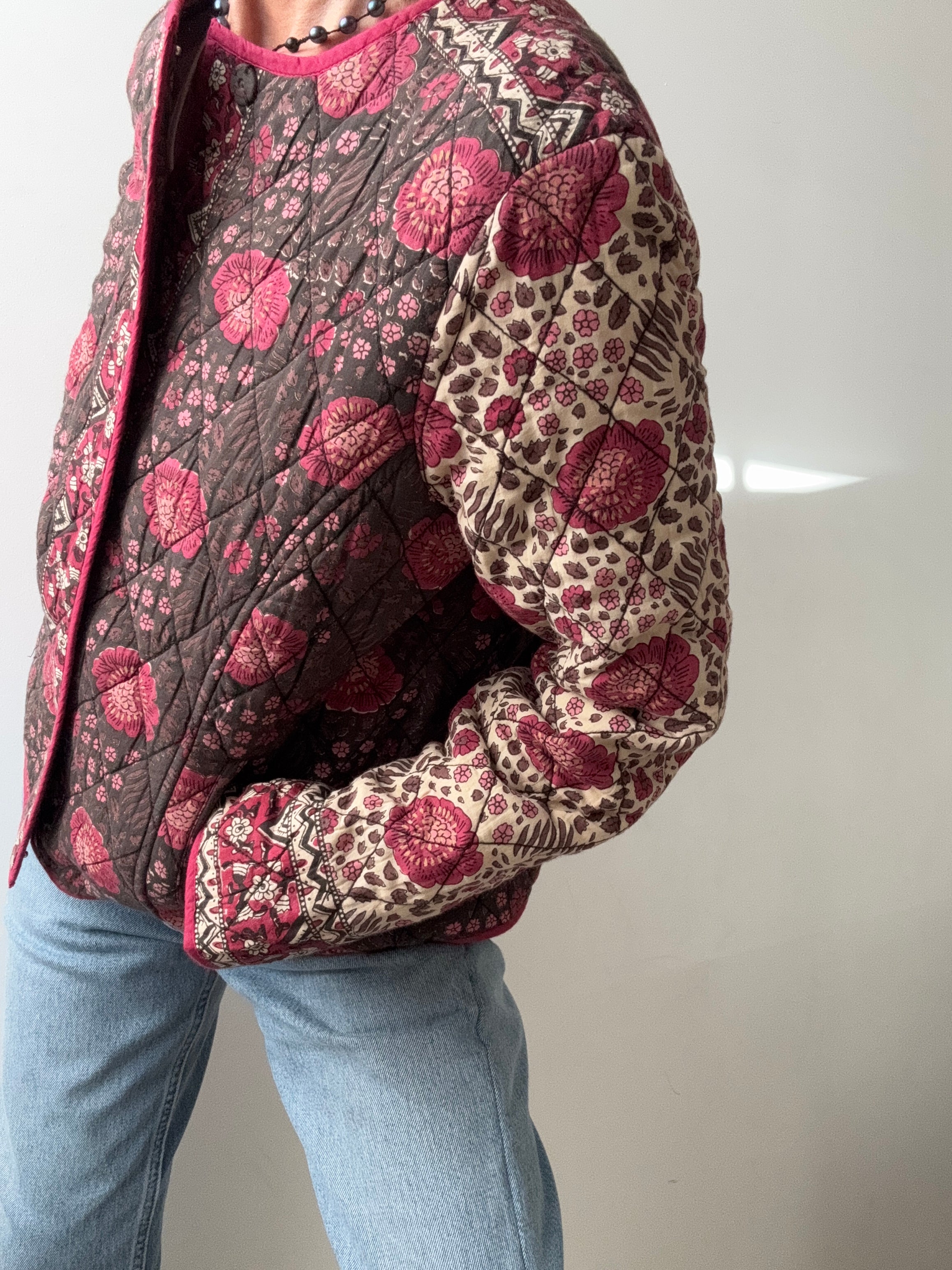 Floral Dorris Quilted Jacket Pink | Jackets