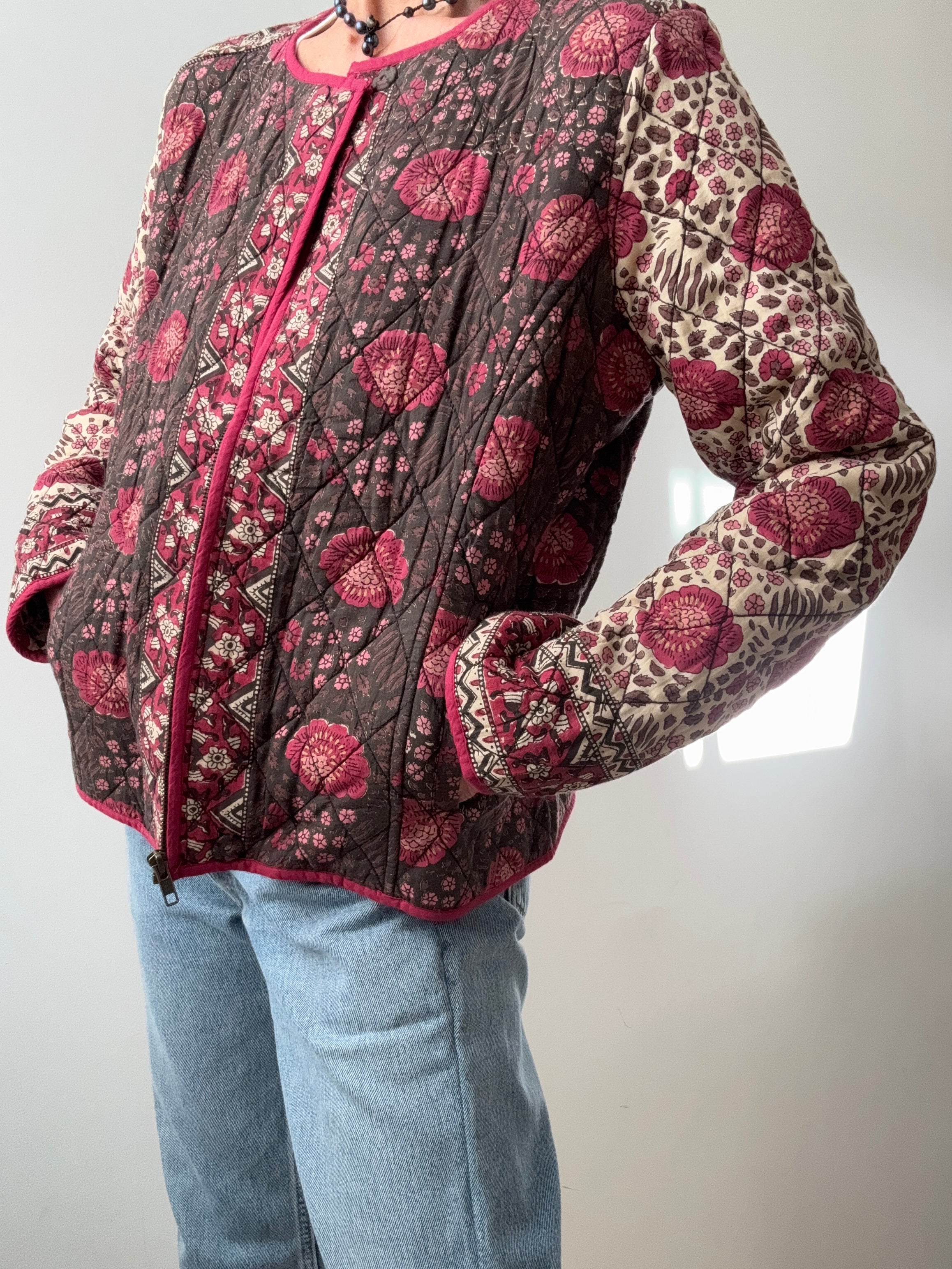 Floral Dorris Quilted Jacket Pink | Jackets