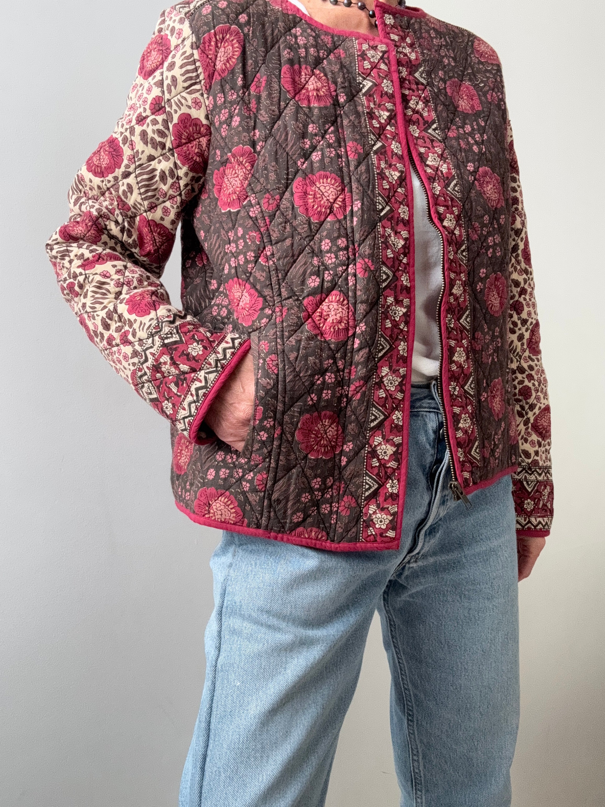 Floral Dorris Quilted Jacket Pink | Jackets