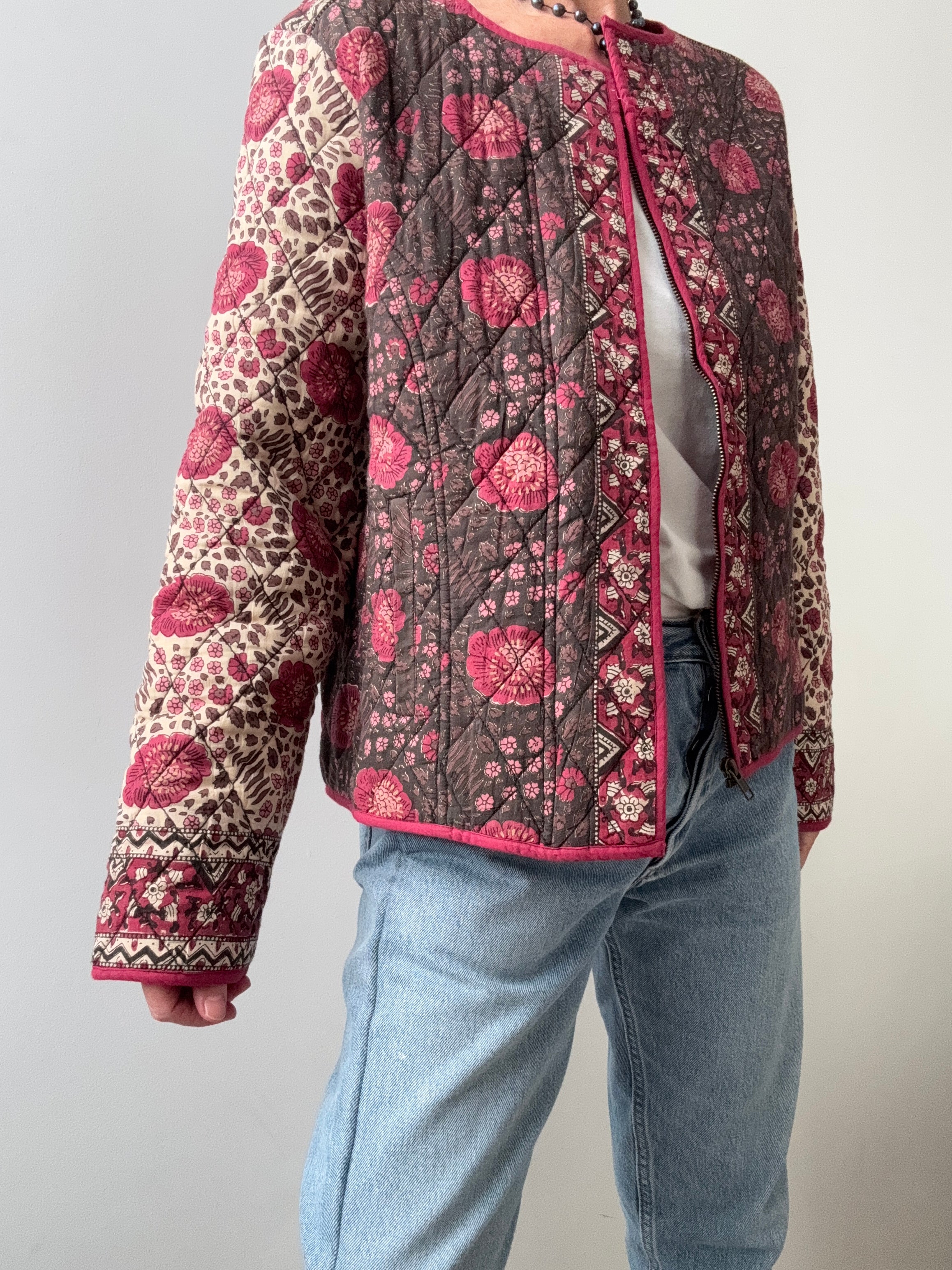 Floral Dorris Quilted Jacket Pink | Jackets