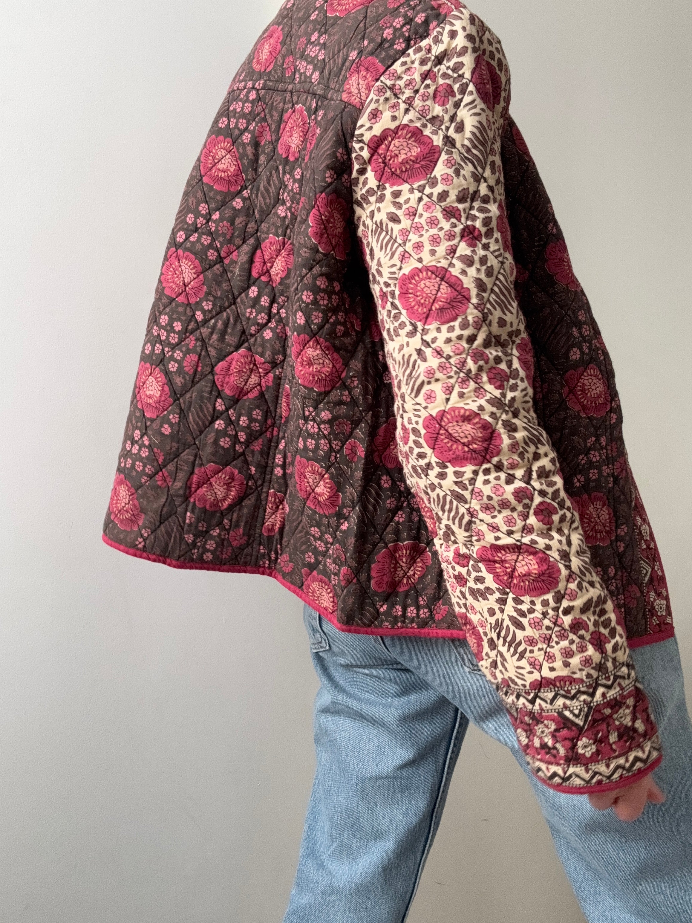 Floral Dorris Quilted Jacket Pink | Jackets