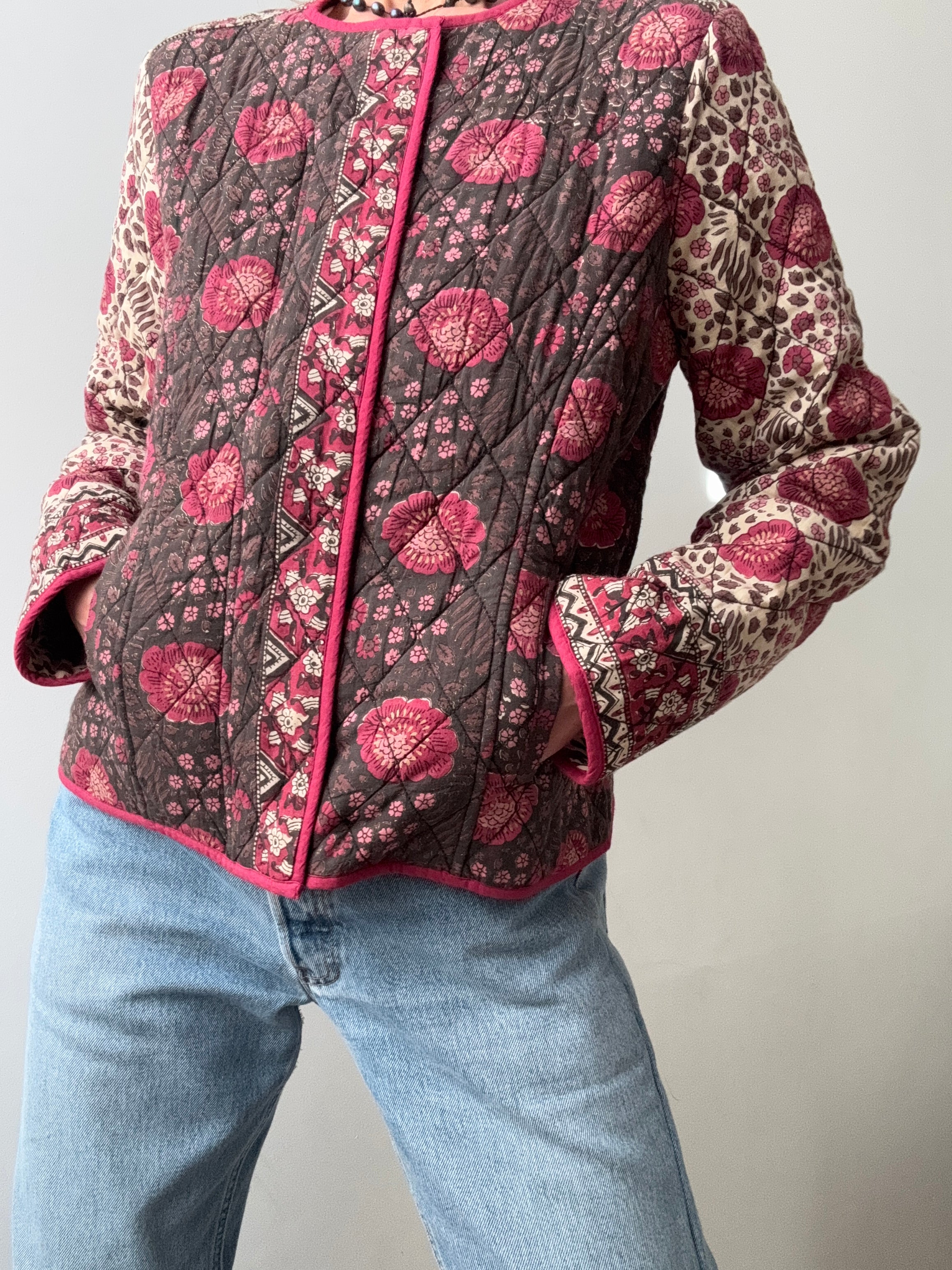 Floral Dorris Quilted Jacket Pink | Jackets
