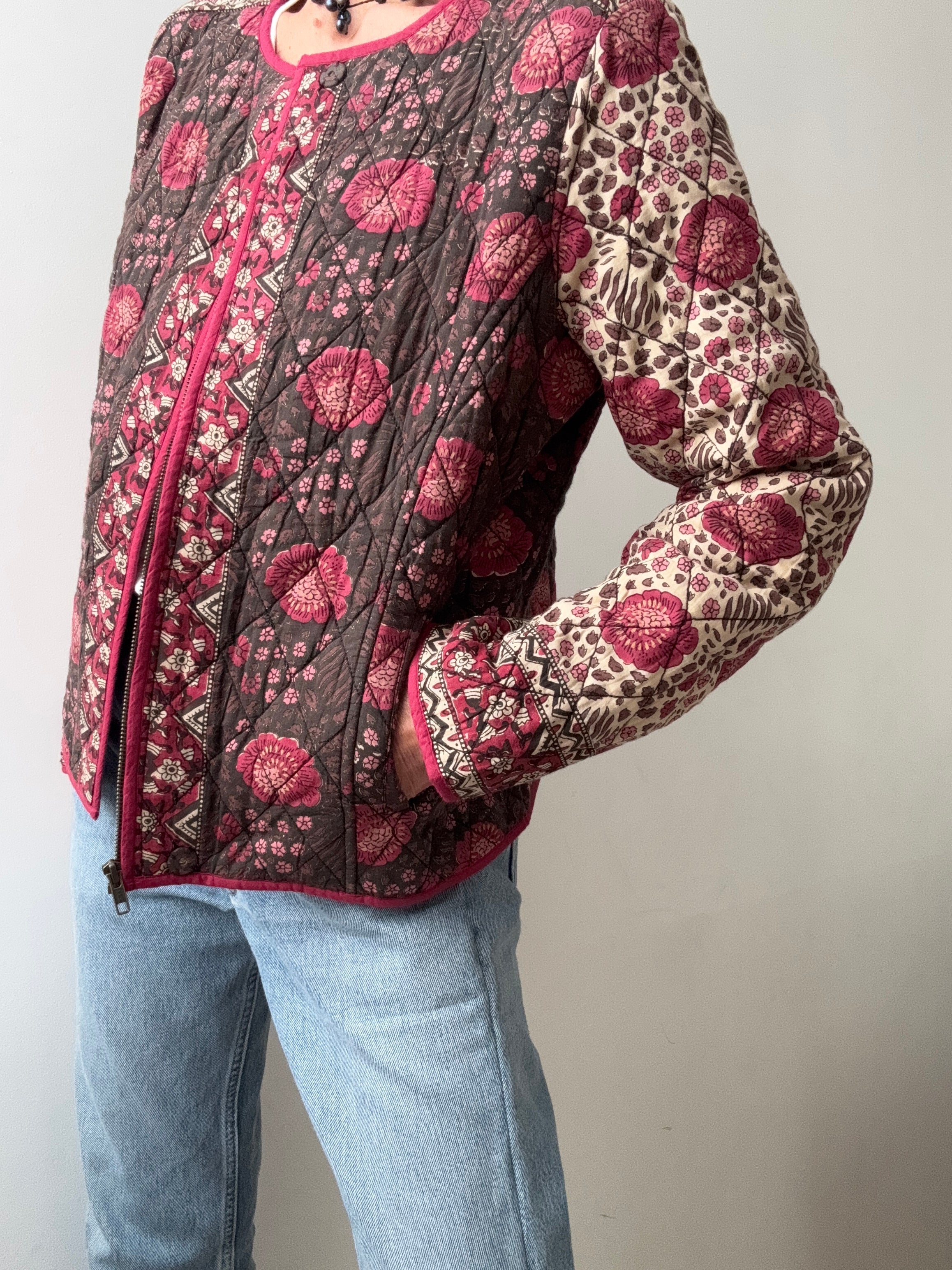 Floral Dorris Quilted Jacket Pink | Jackets
