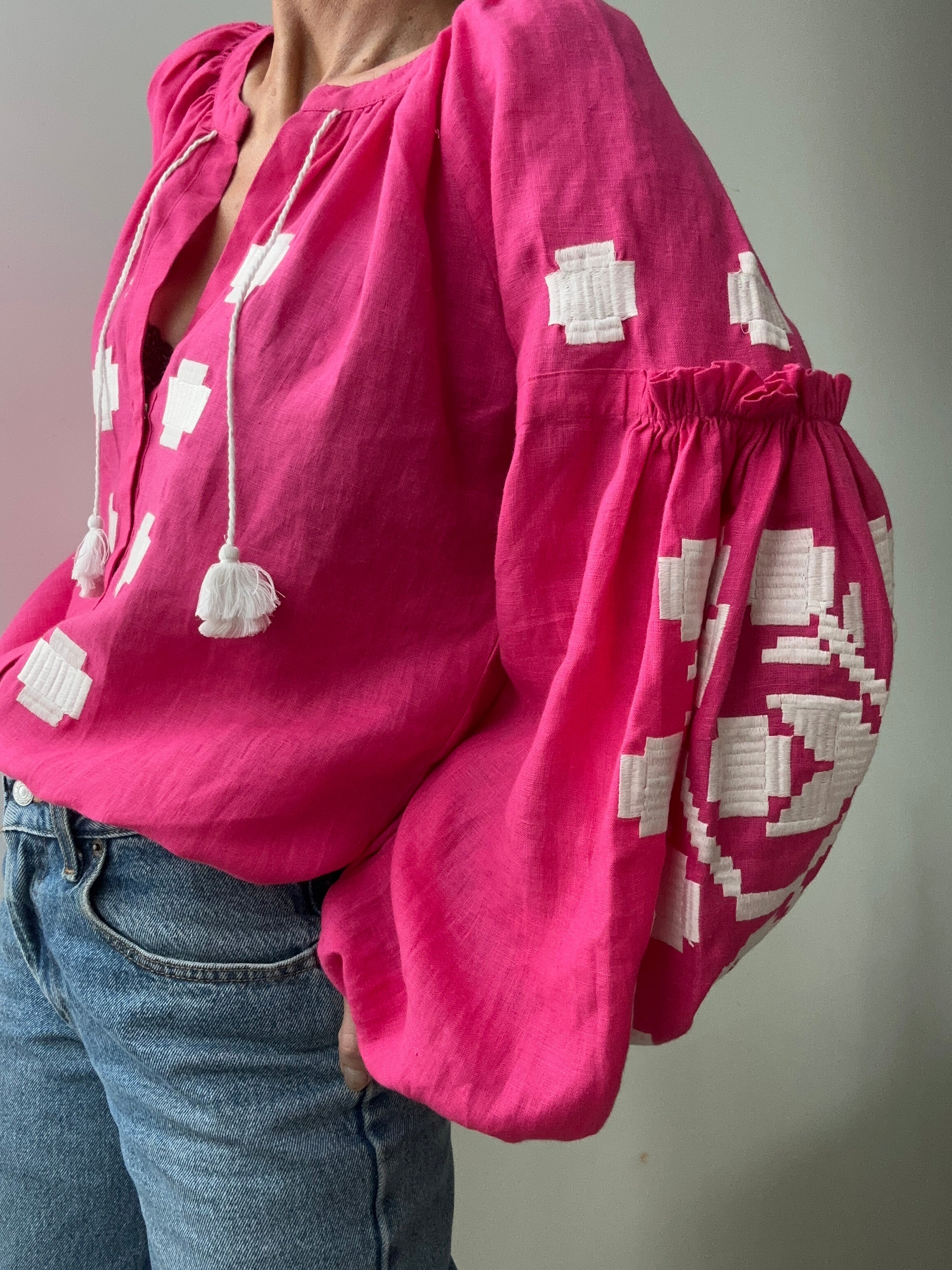 March 11 Blouses March 11 Geometric Blouse Pink
