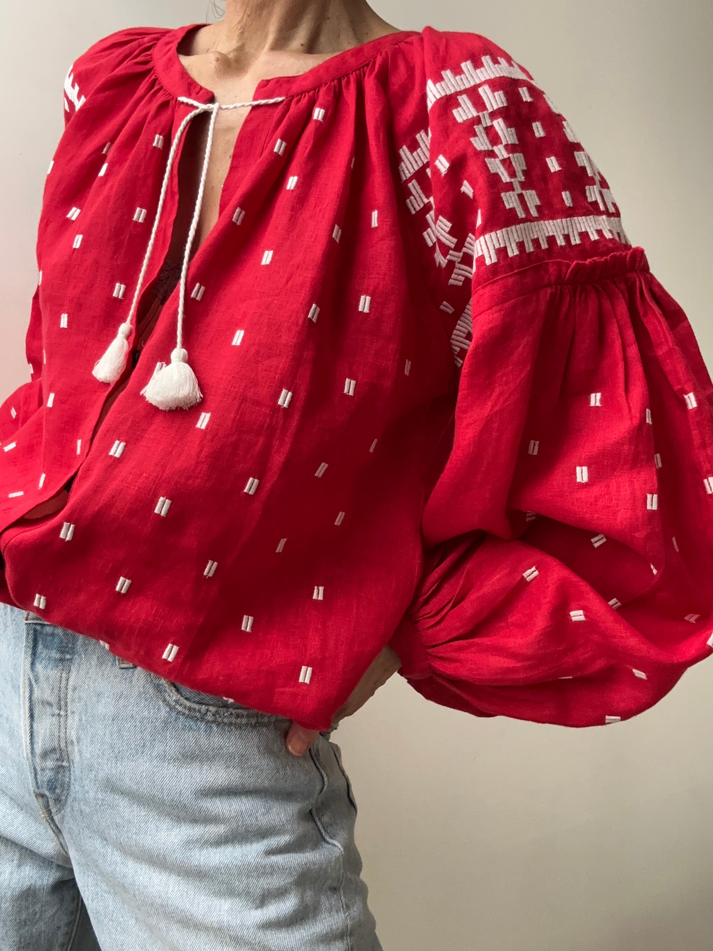 March 11 Blouses March 11 Geometric Blouse Red