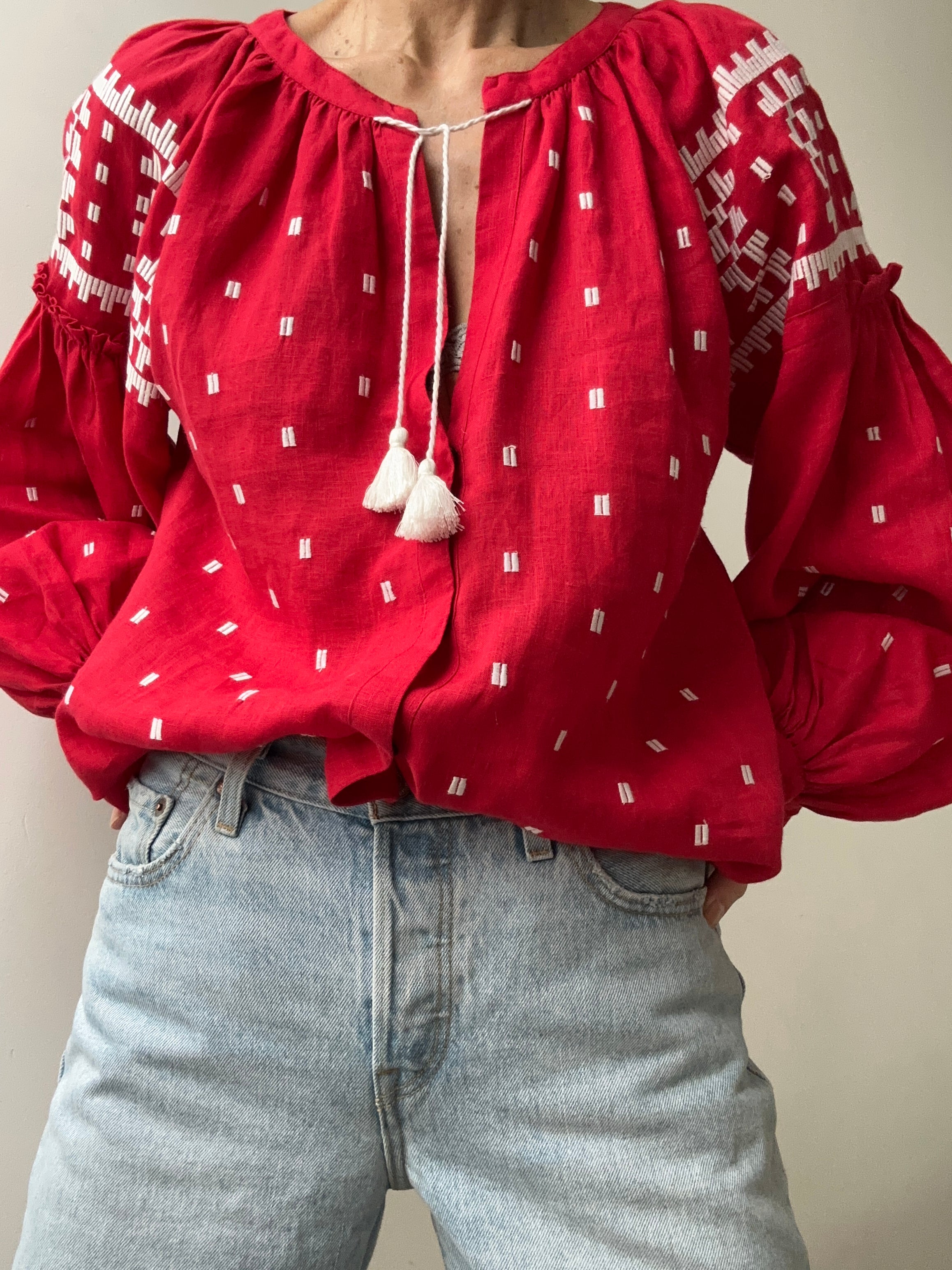 March 11 Blouses March 11 Geometric Blouse Red