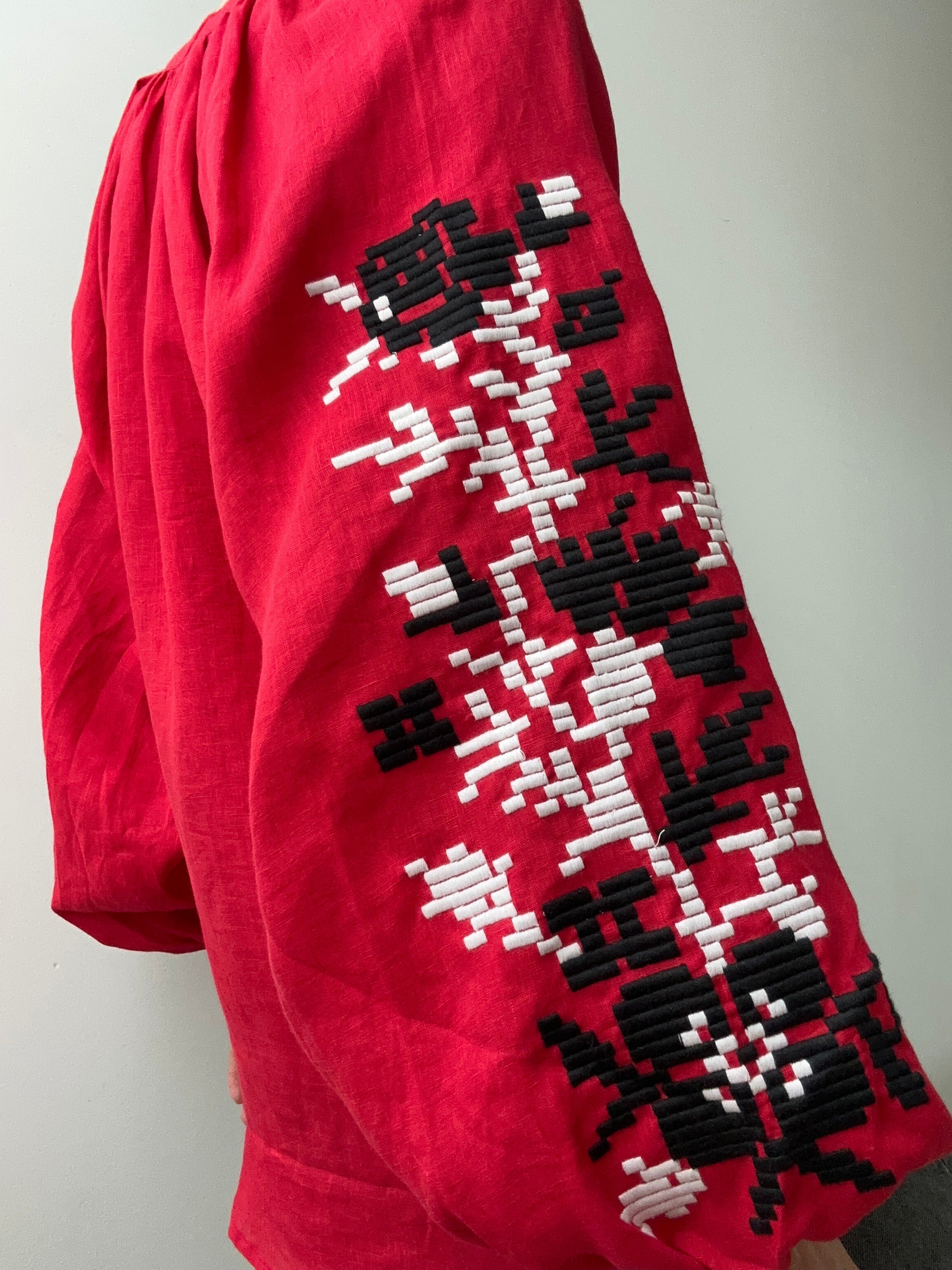 March 11 Geometric Blouse Red & Black | Blouses