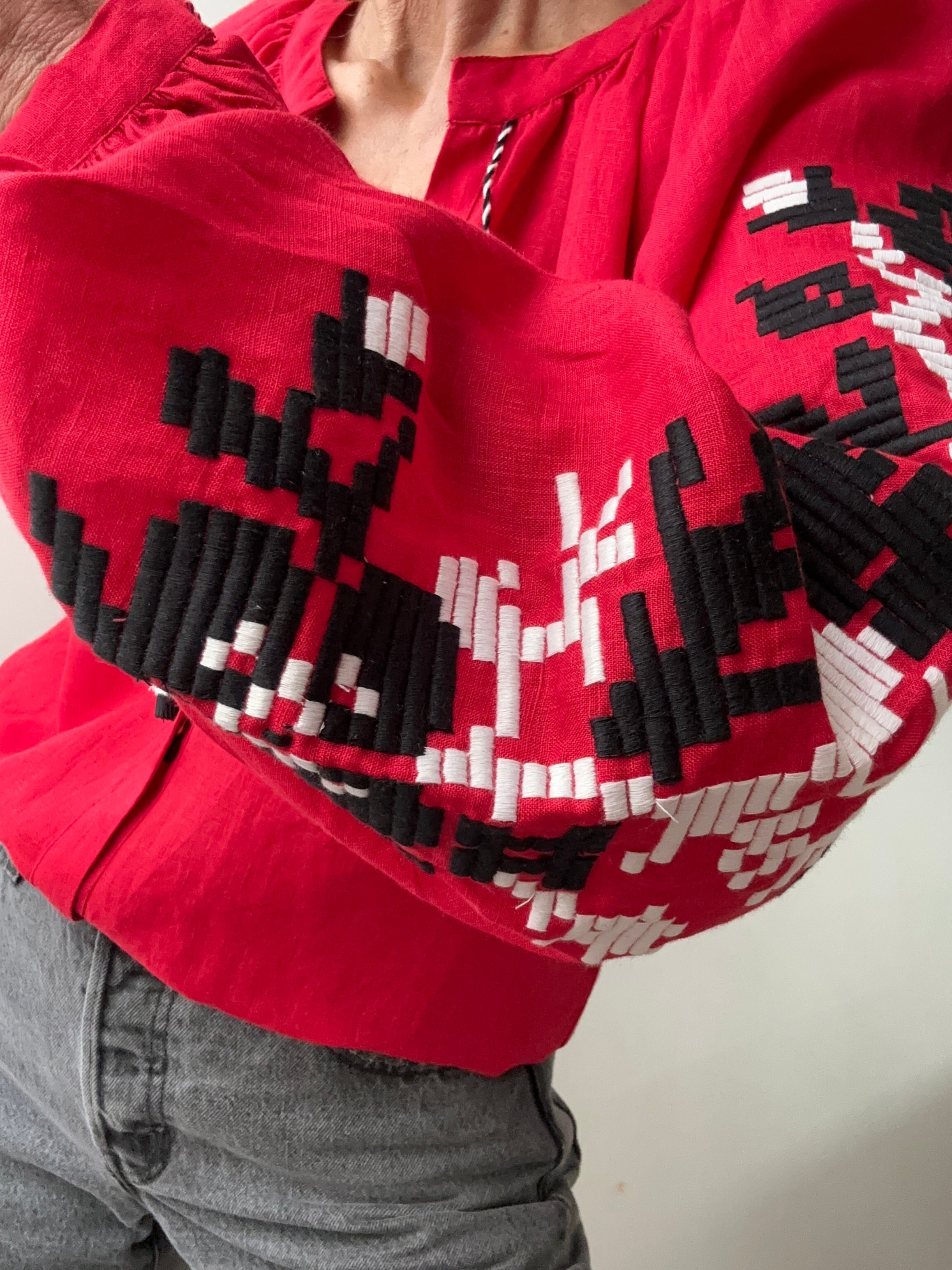 March 11 Geometric Blouse Red & Black | Blouses