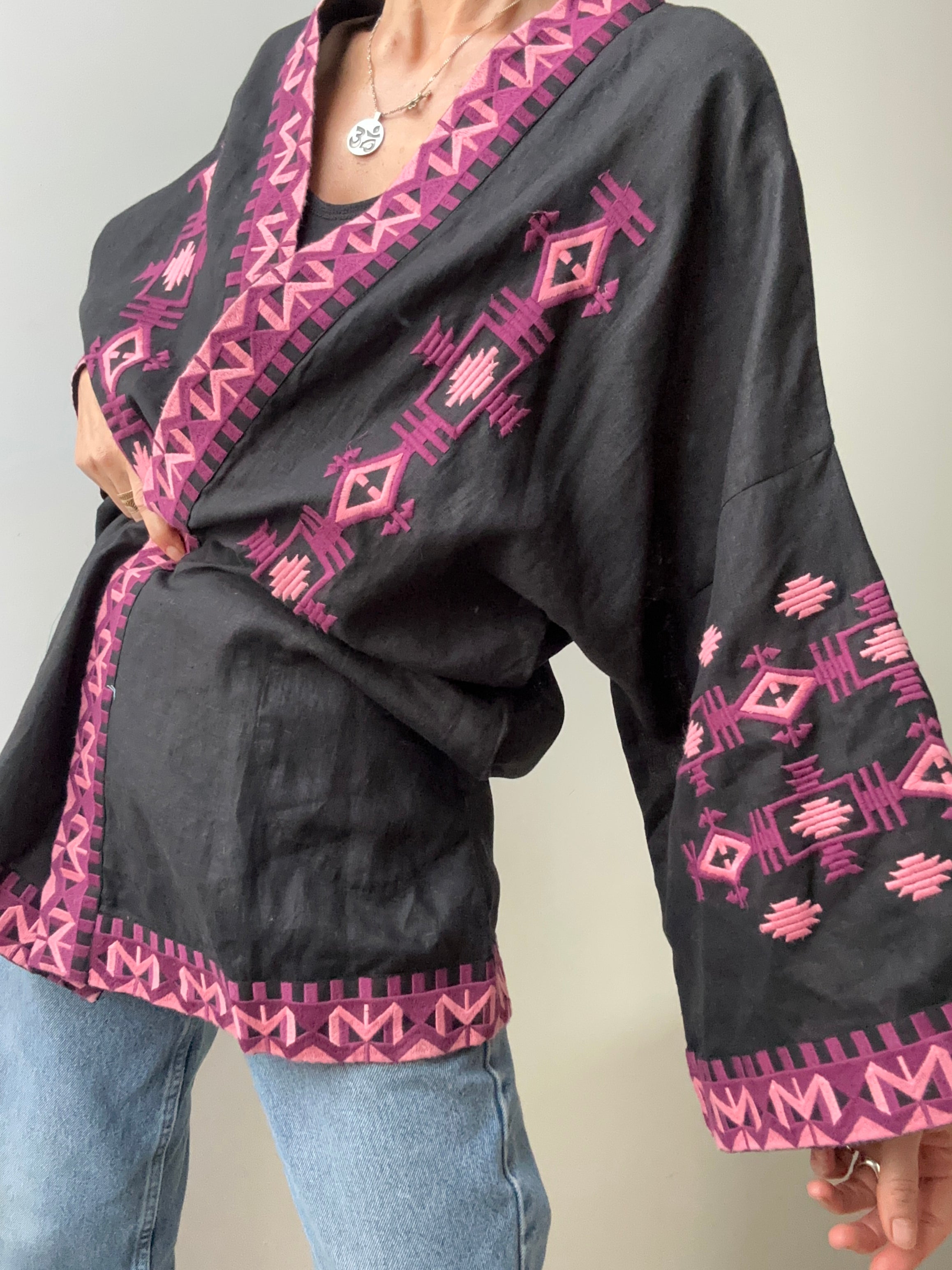 March 11 Kimonos March 11 Kimono Black Purple