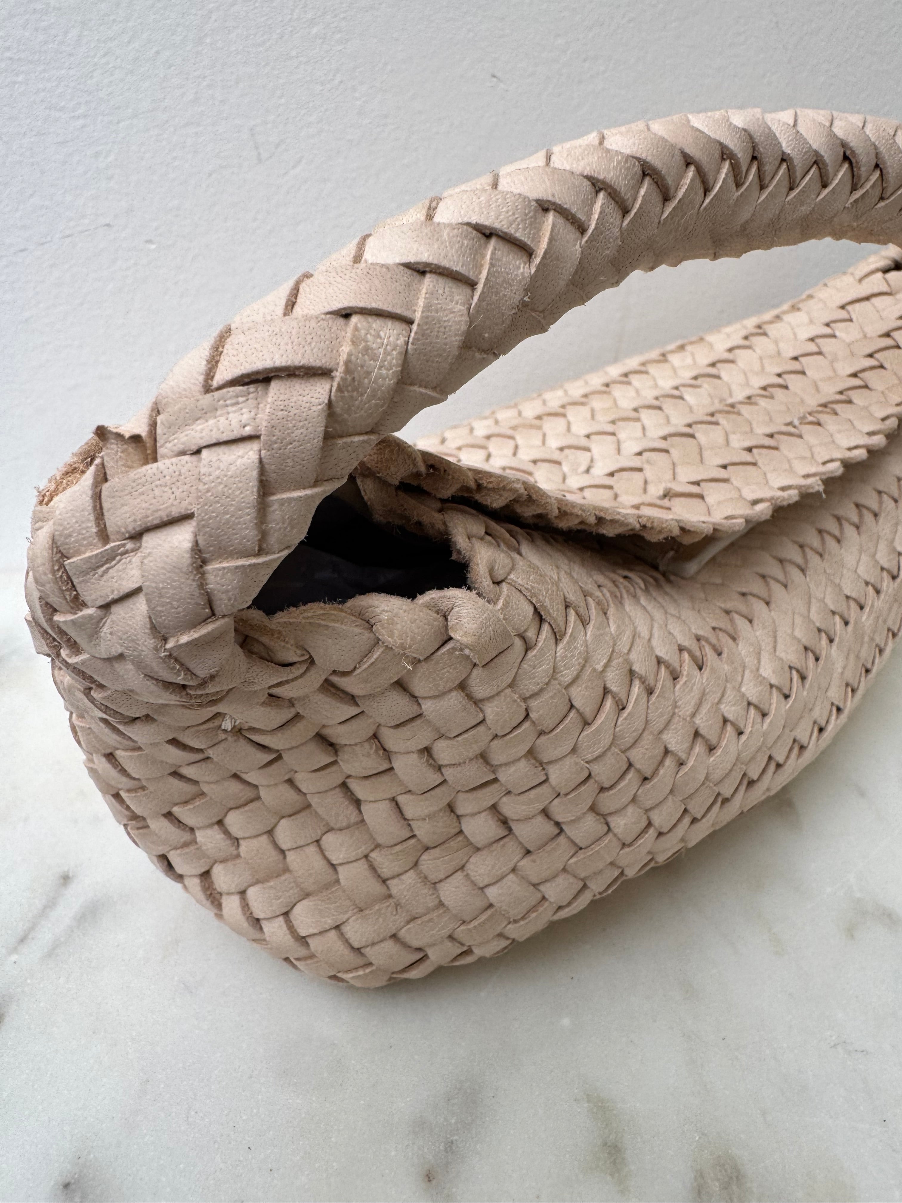 Massimo Dutti Bags One Size Woven Nappa Leather Bag Natural