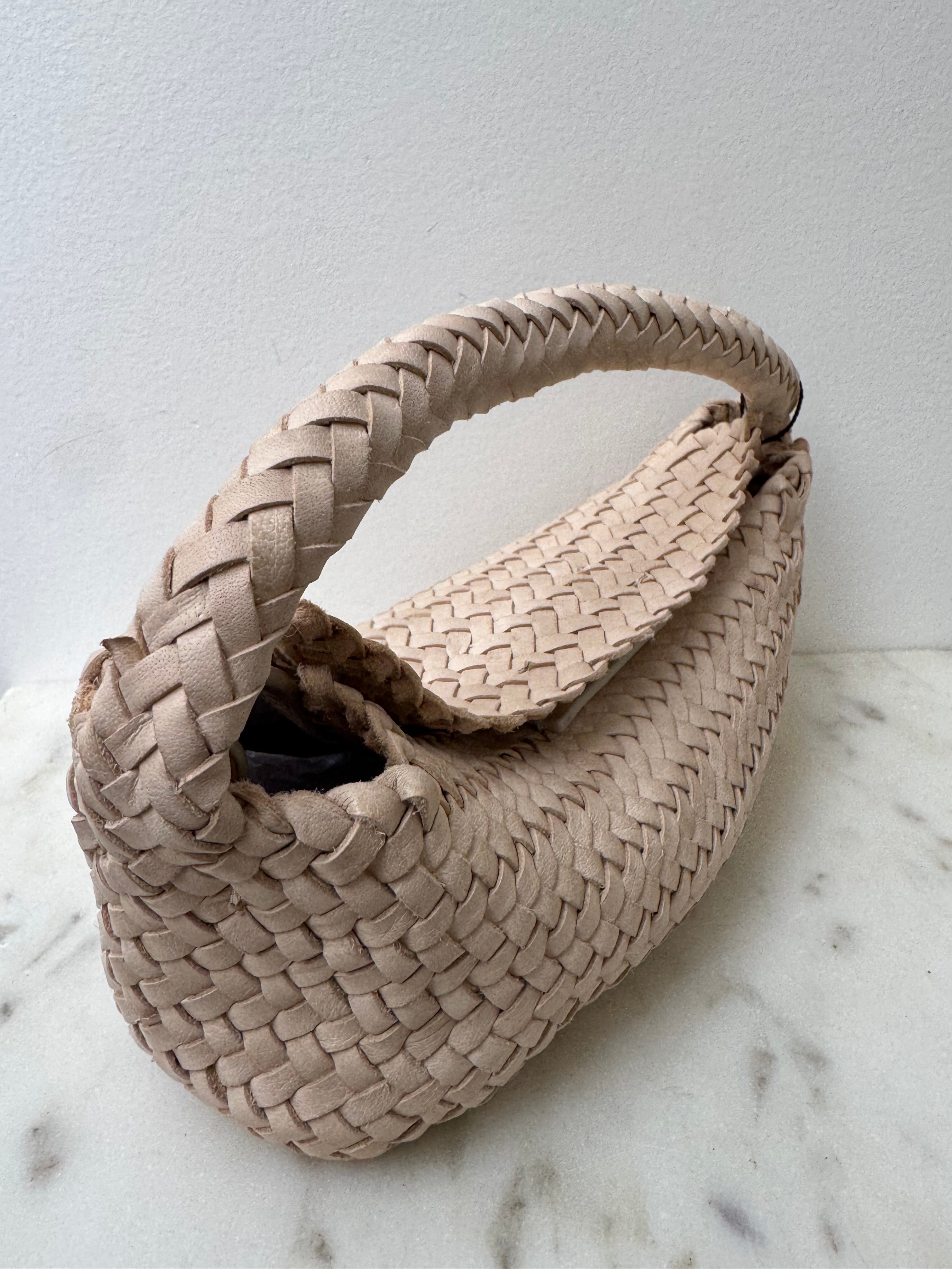 Massimo Dutti Bags One Size Woven Nappa Leather Bag Natural