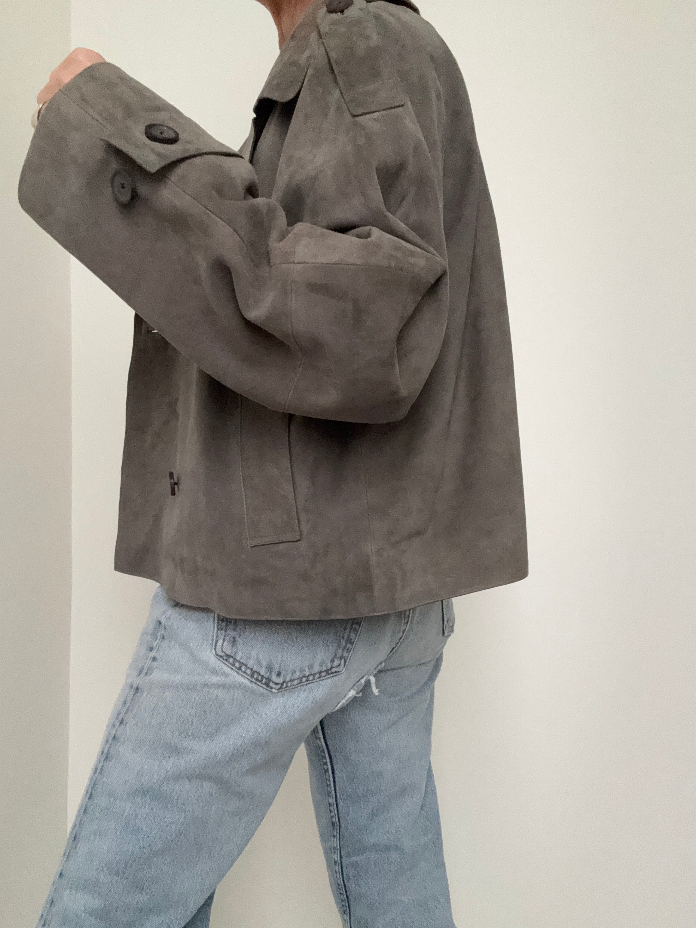 Boxy Suede Jacket Grey | Jackets