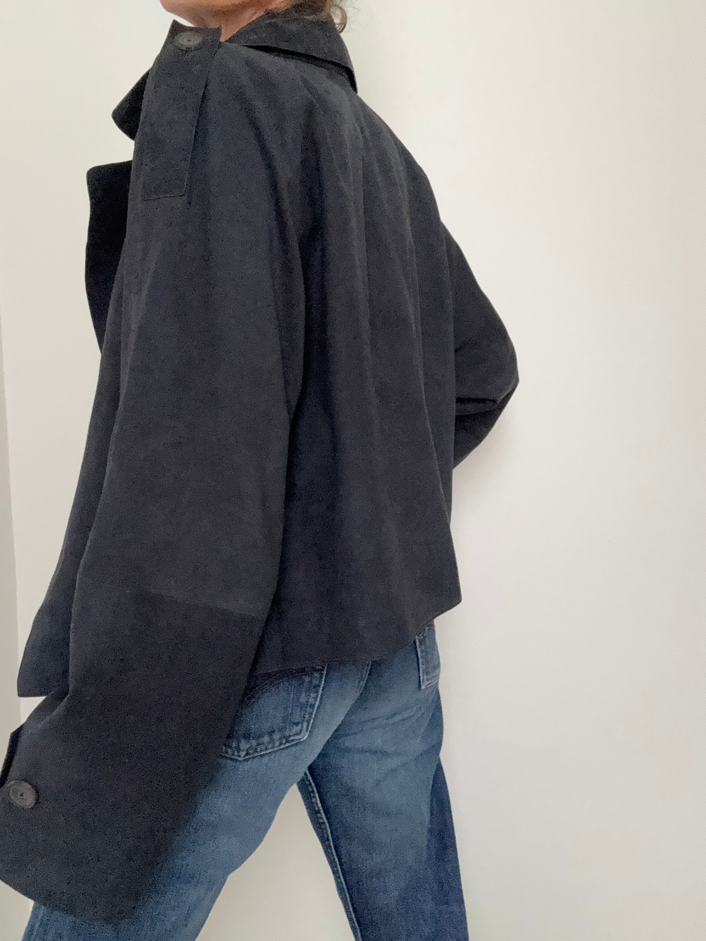 Massimo Dutti Jackets Boxy Suede Jacket Navy