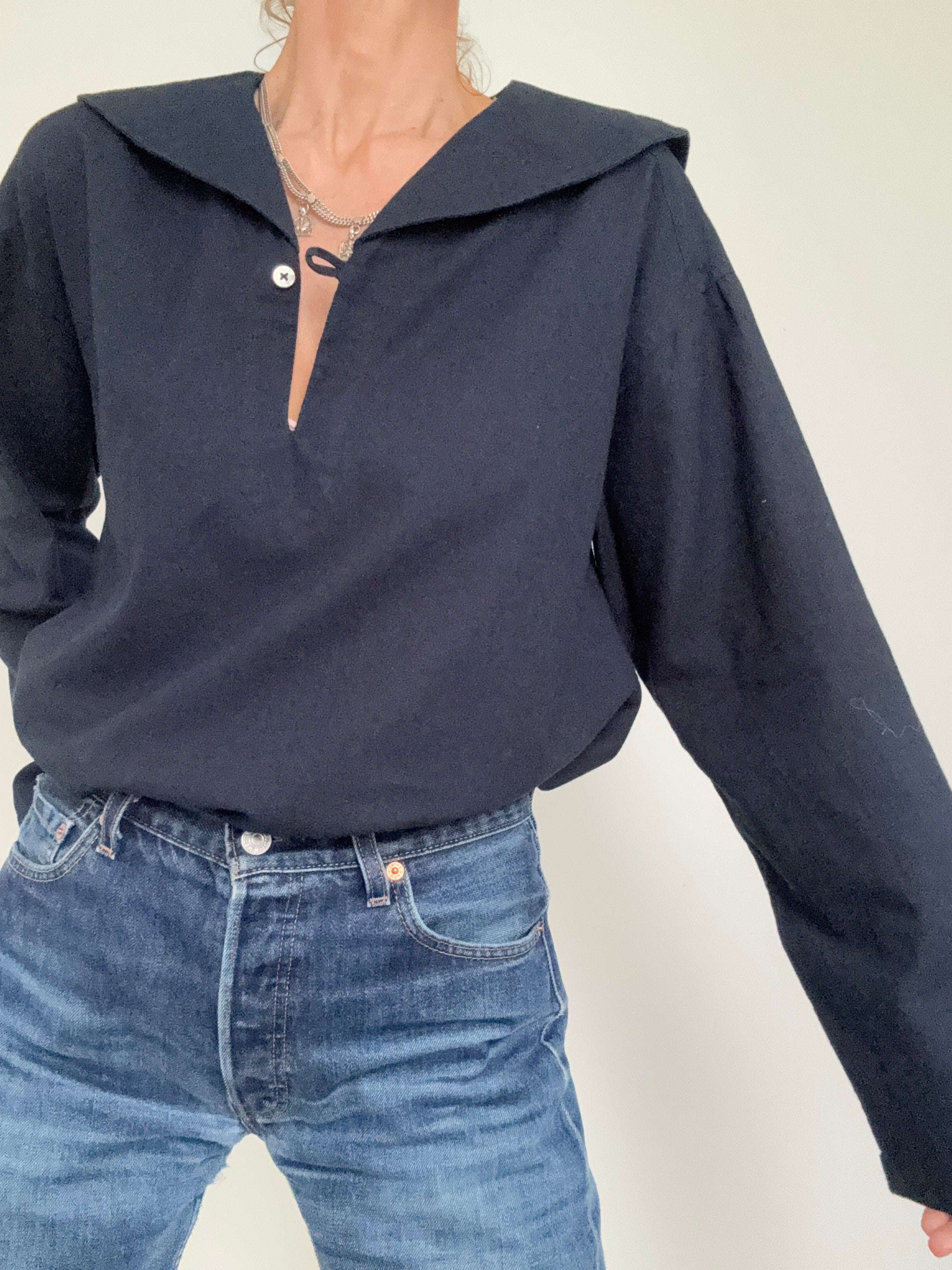 Monoprix Shirts Hamptons Bay Navy Blouse
