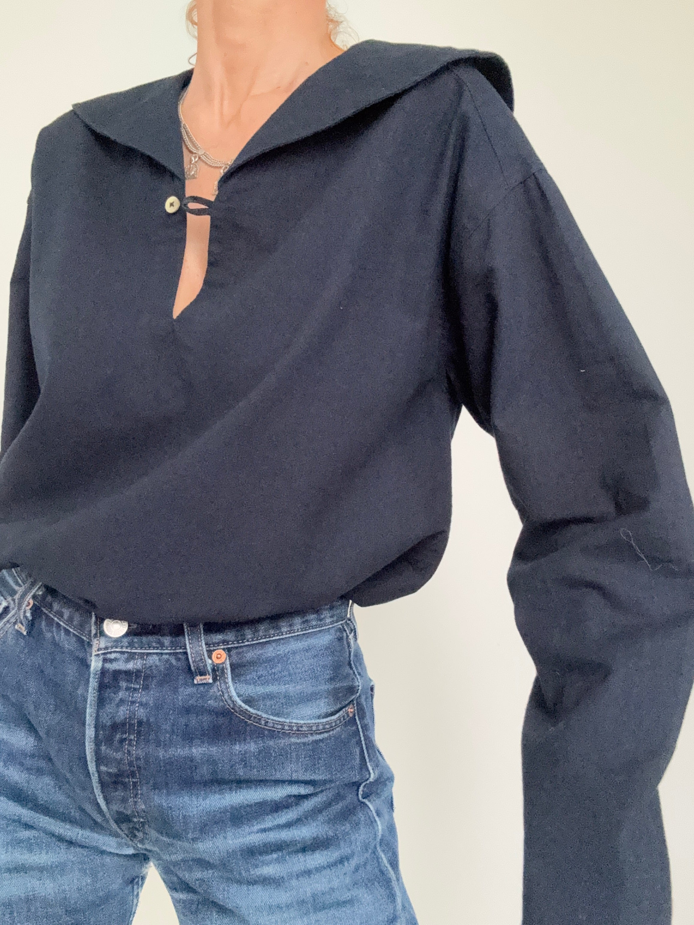 Monoprix Shirts Hamptons Bay Navy Blouse