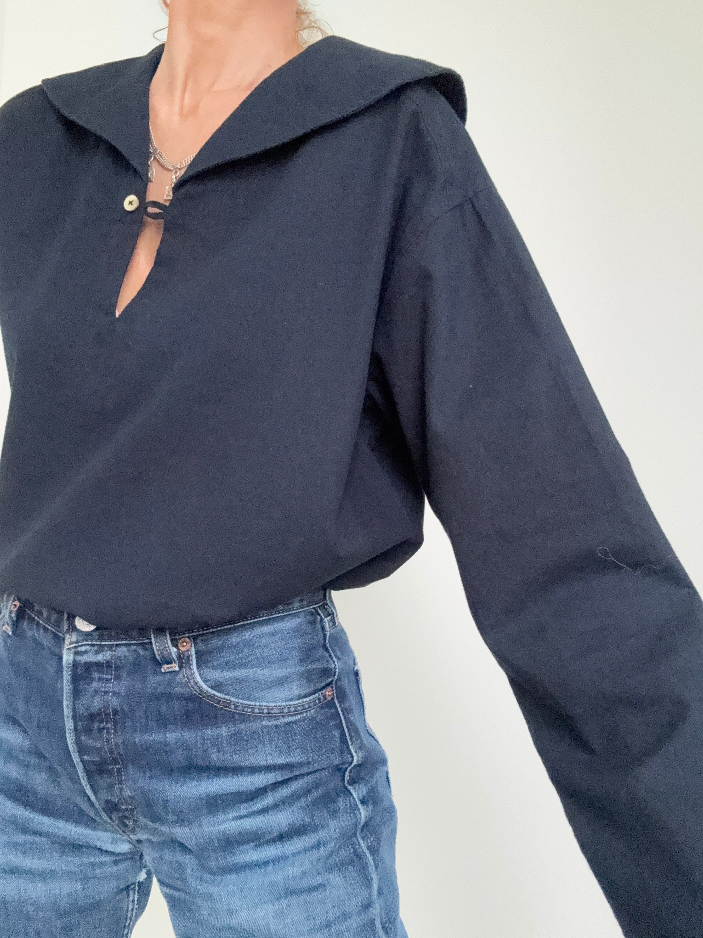 Monoprix Shirts Hamptons Bay Navy Blouse