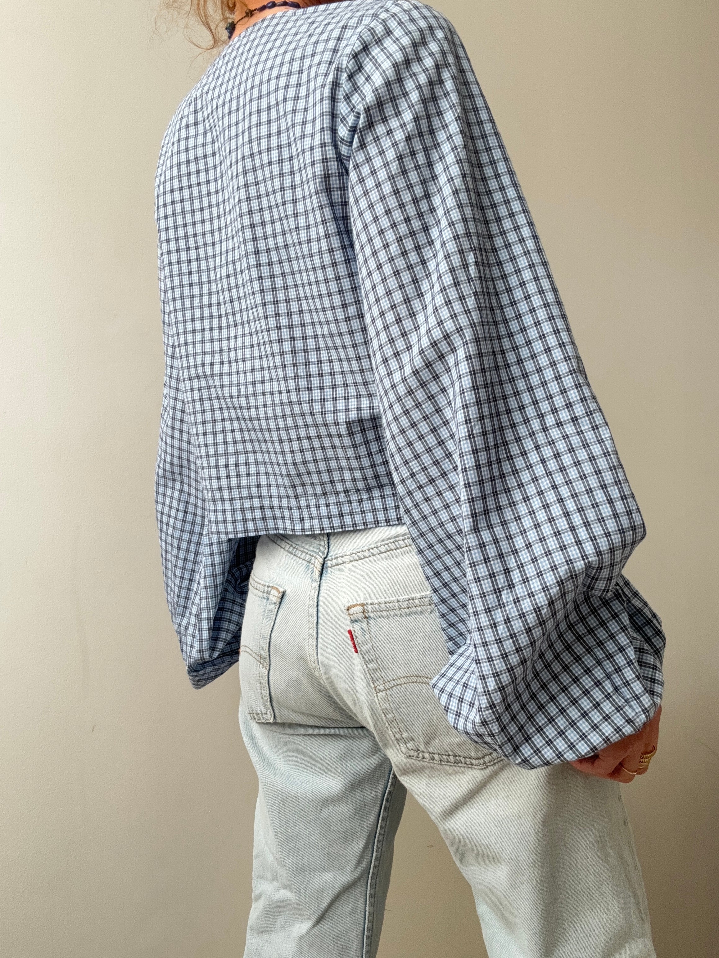 Nelly Shirts Favourite Bow Blouse Blue Check