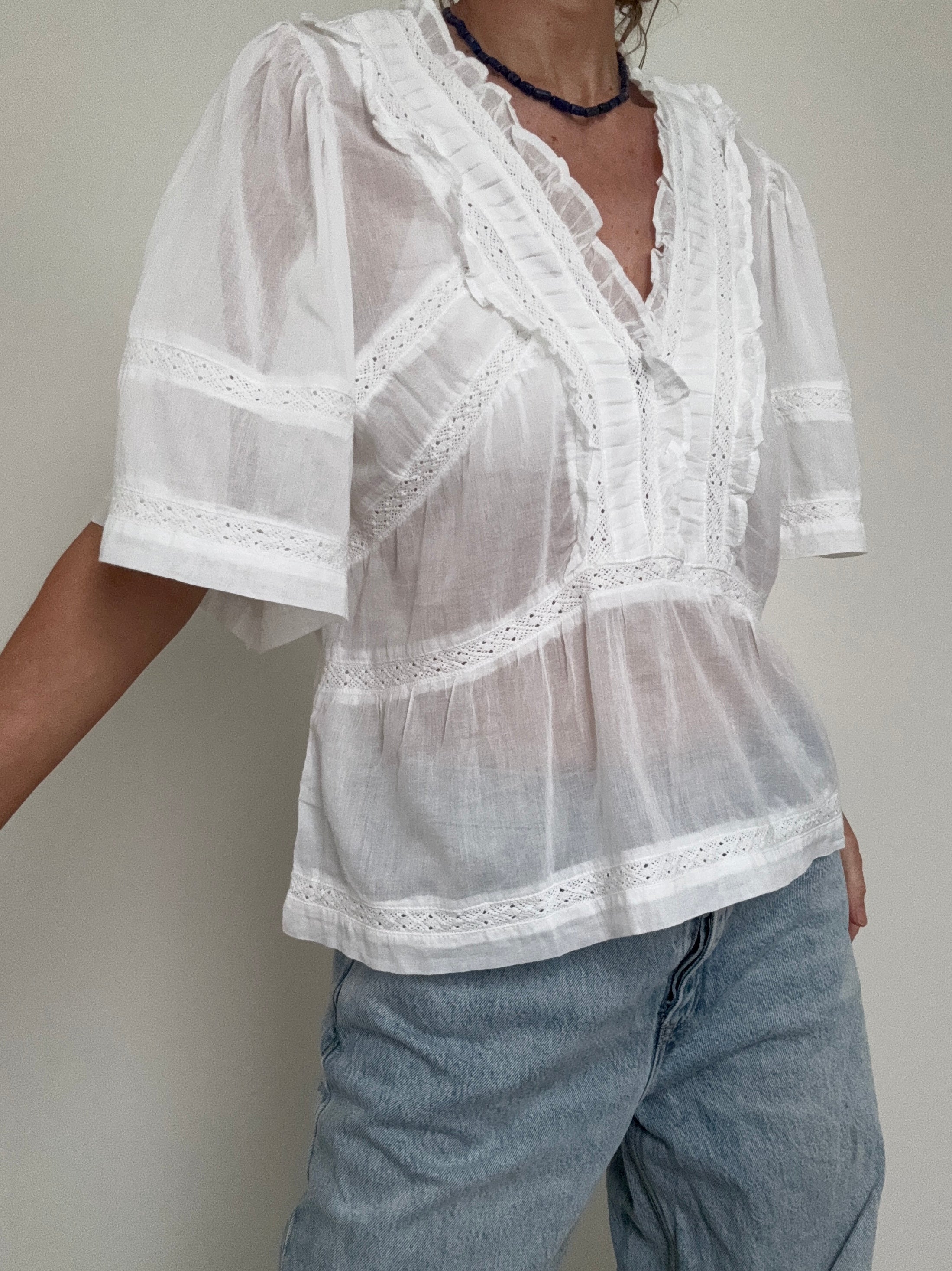 NEO NOIR Tops Evienne S Voile Top White