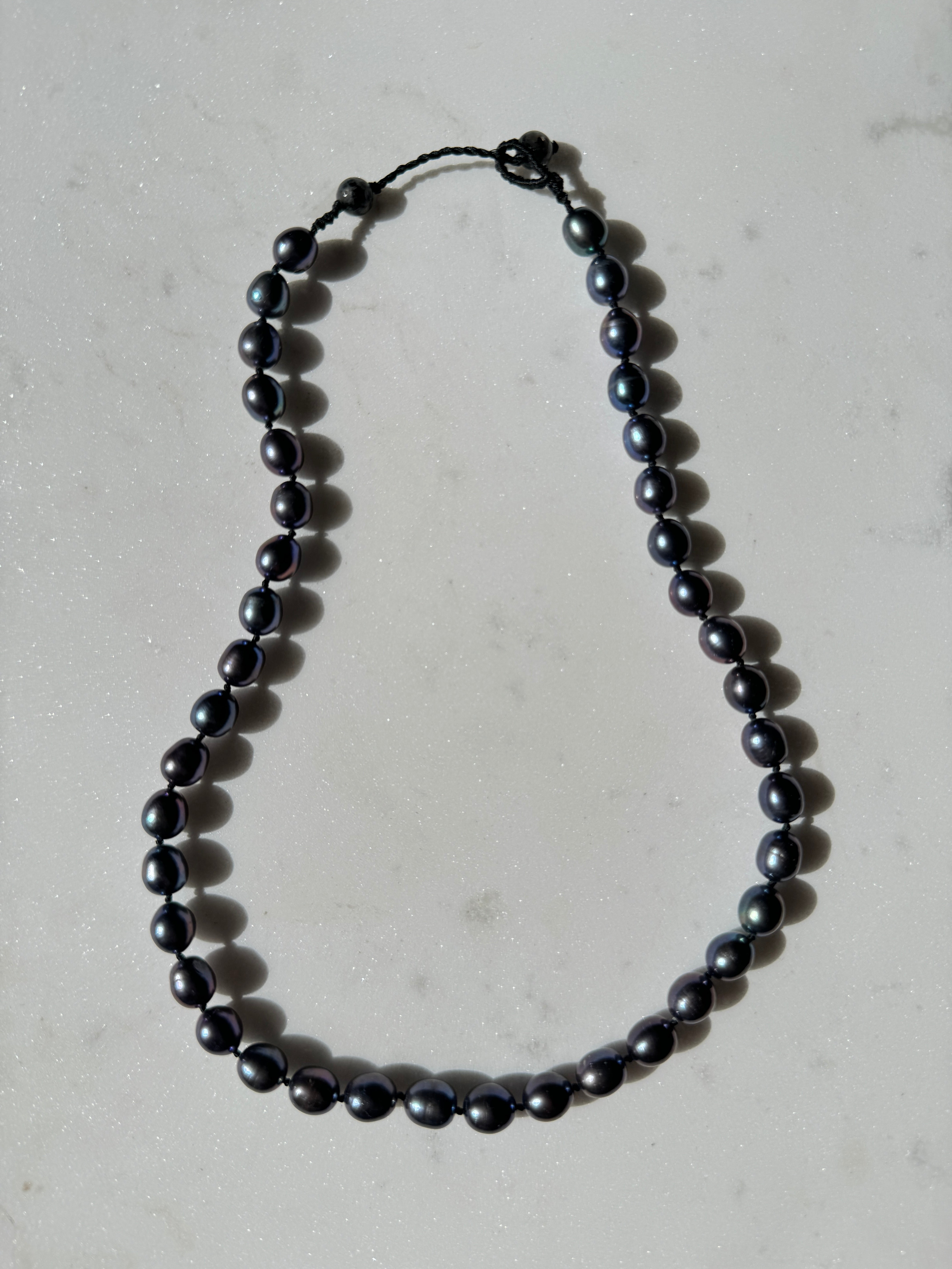 Not specified Necklaces Black Pearl Hand Knotted Choker