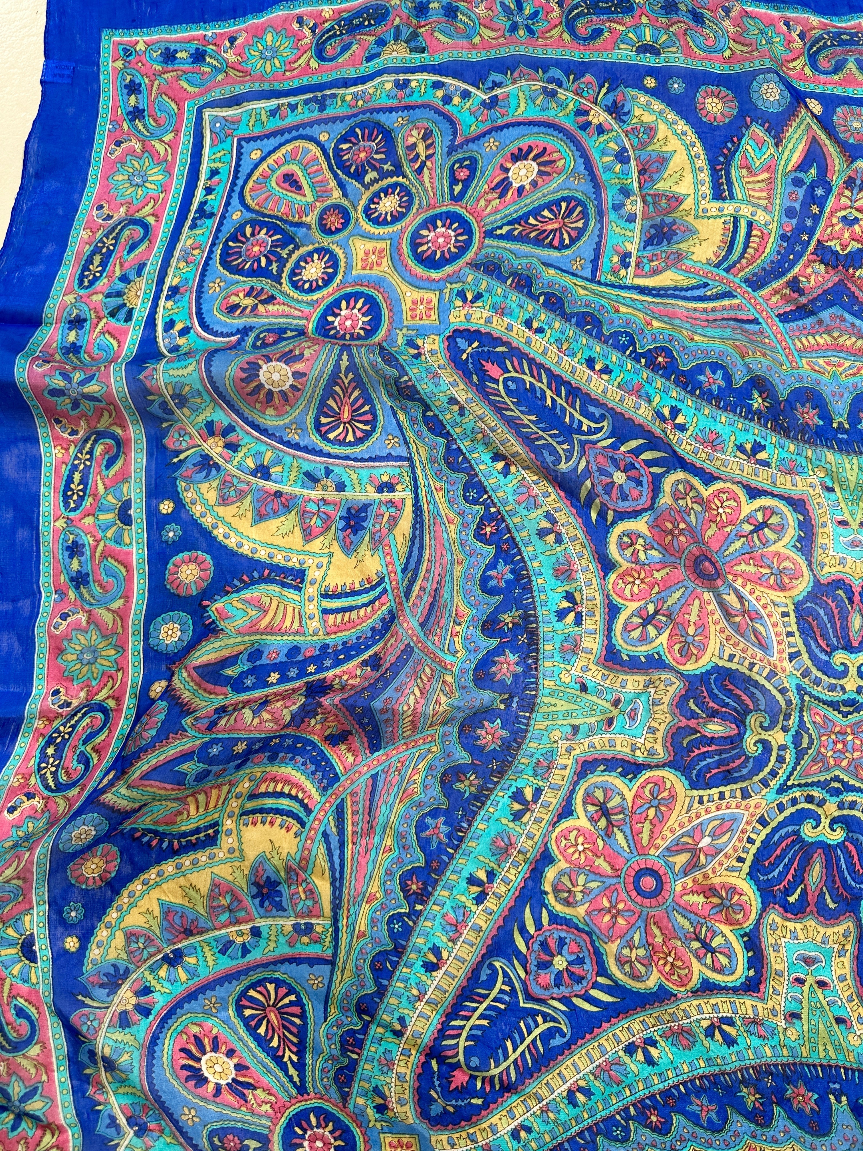 Not specified Scarves One Size Classic Paisley Silk Scarf in Blue