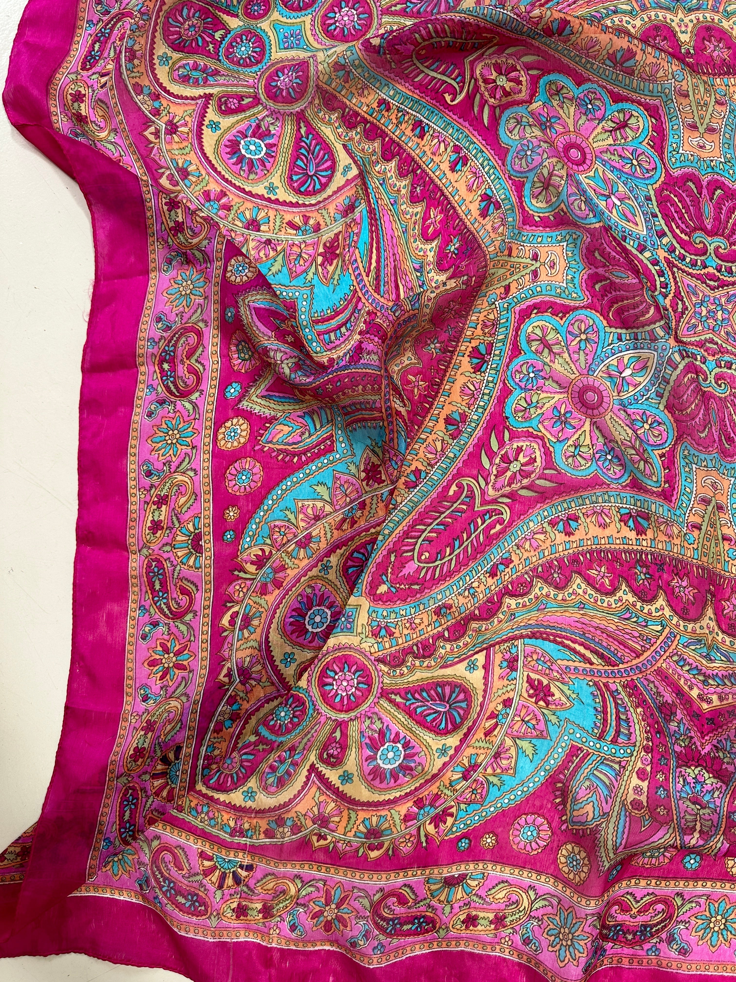 Not specified Scarves One Size Classic Paisley Silk Scarf in Hot Pink