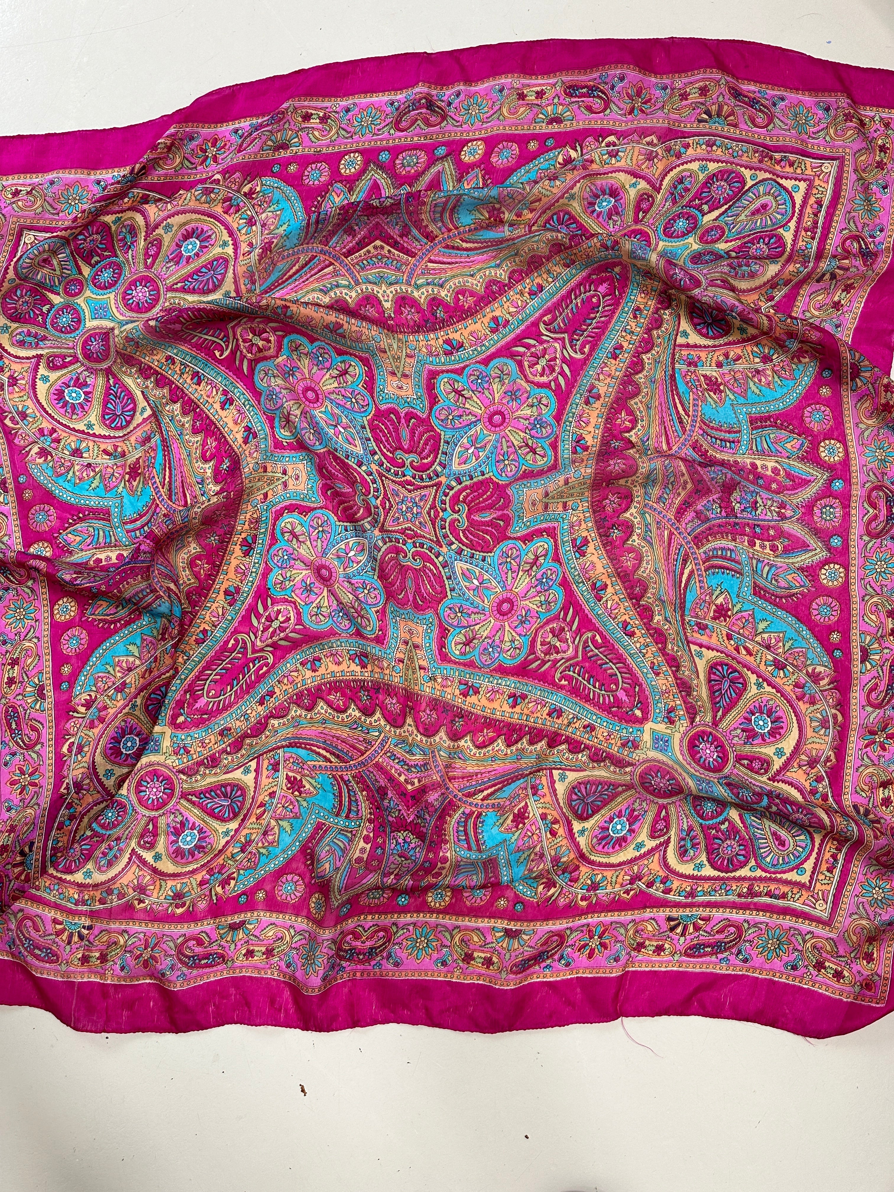 Not specified Scarves One Size Classic Paisley Silk Scarf in Hot Pink