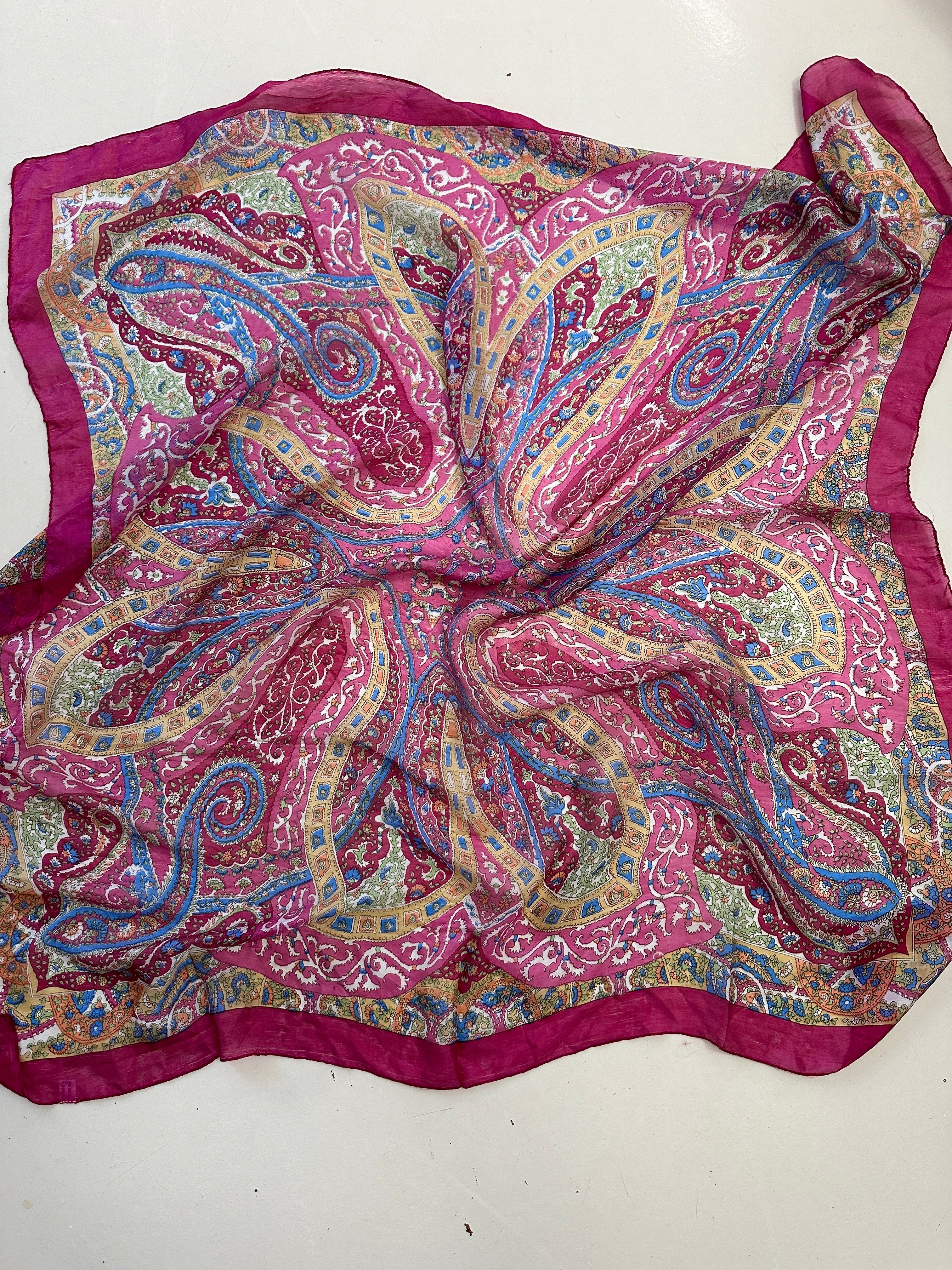 Not specified Scarves One Size Paisley Flower Silk Scarf Fuschia