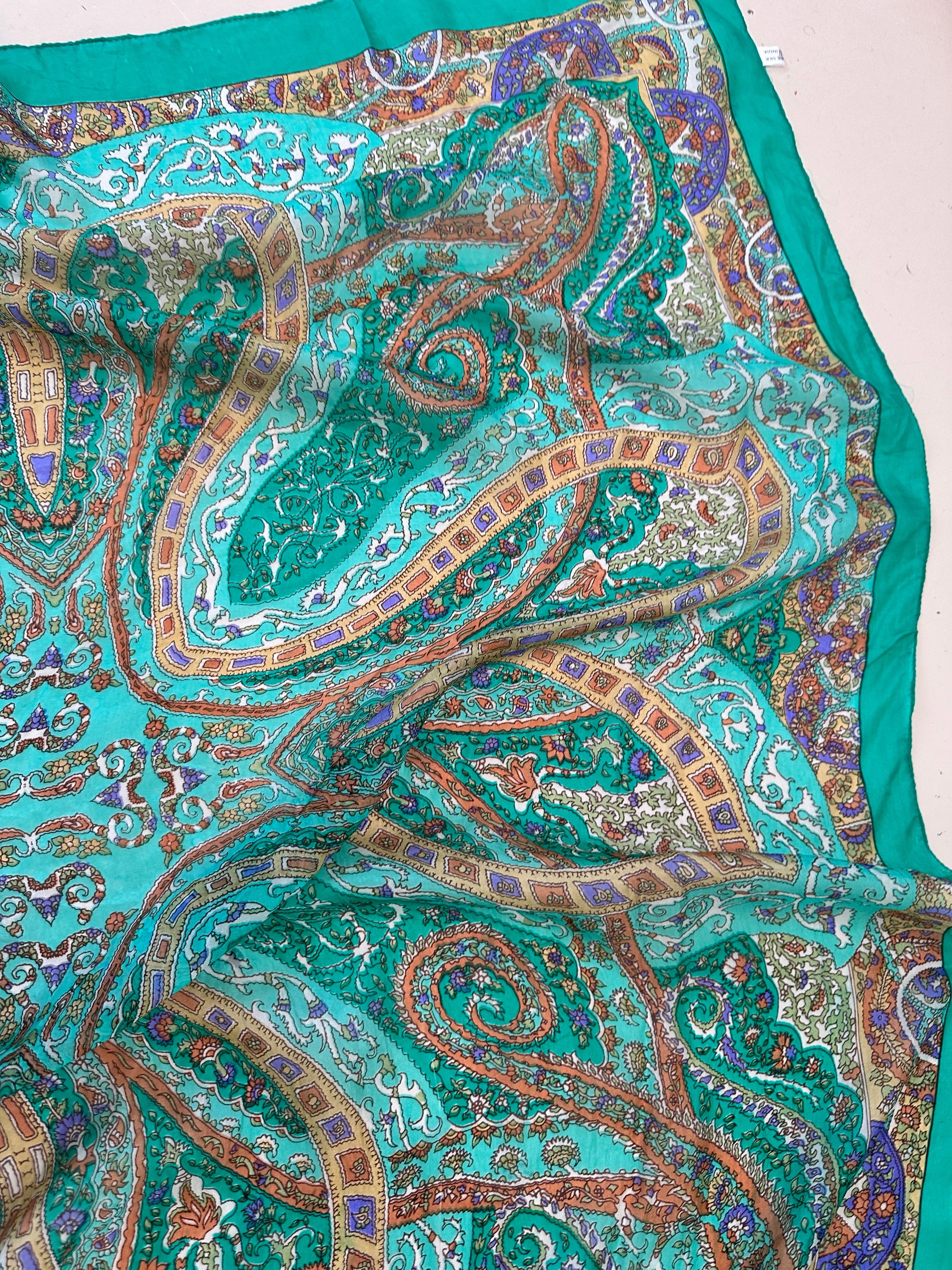 Not specified Scarves One Size Paisley Flower Silk Scarf Green