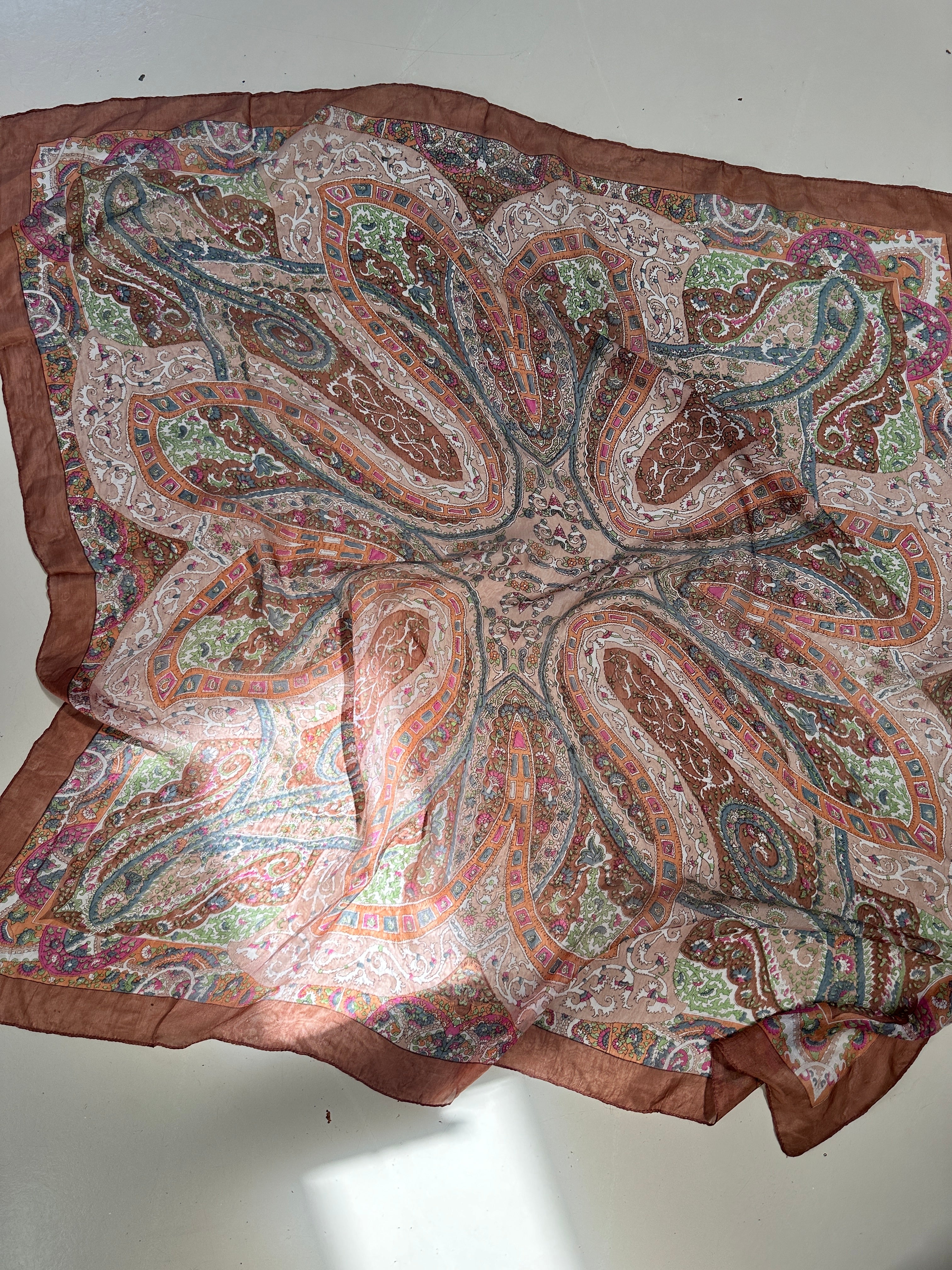 Not specified Scarves One Size Paisley Flower Silk Scarf Tan