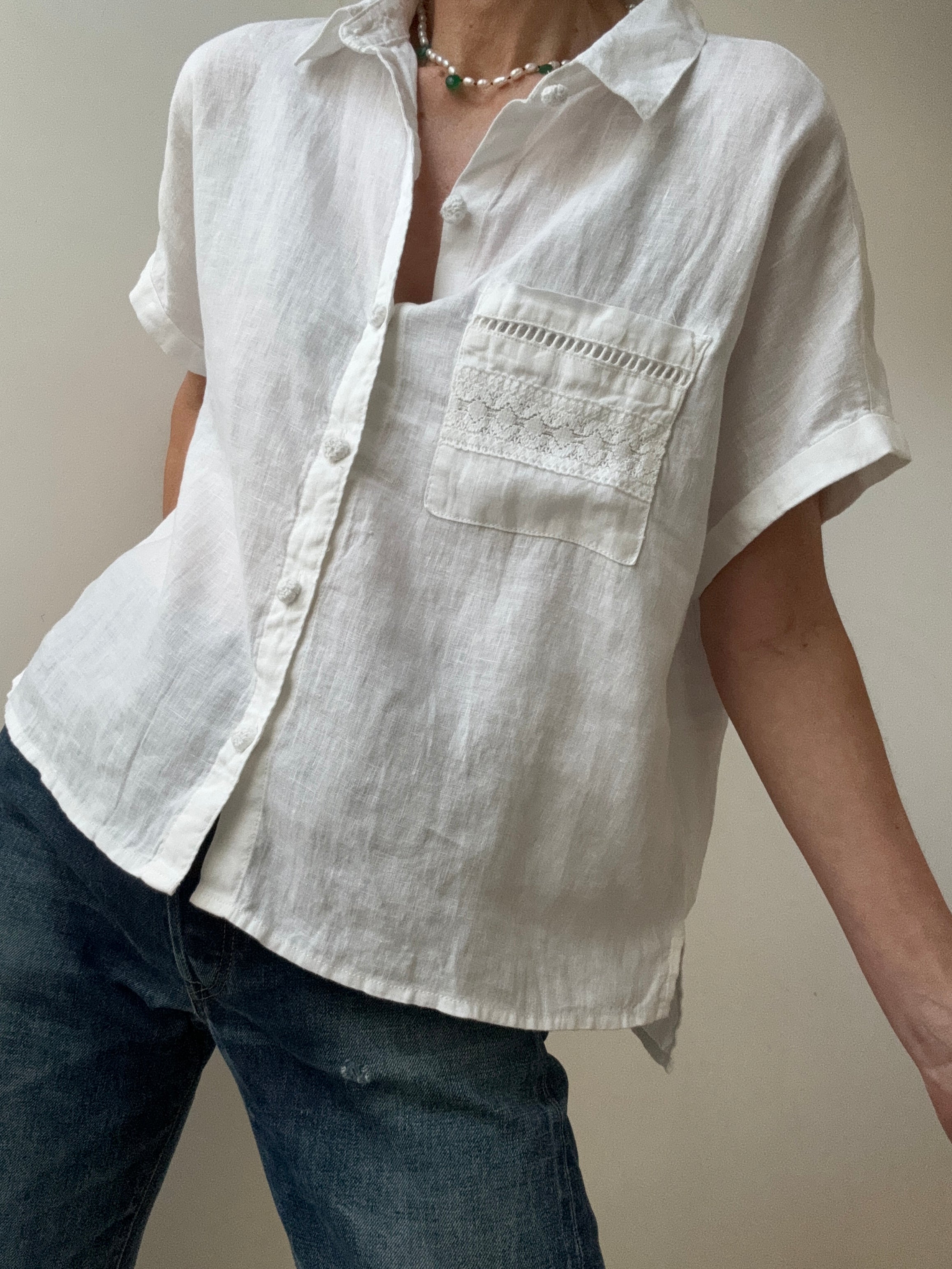 Not specified Shirts Joie Embroidered Linen Shirt White