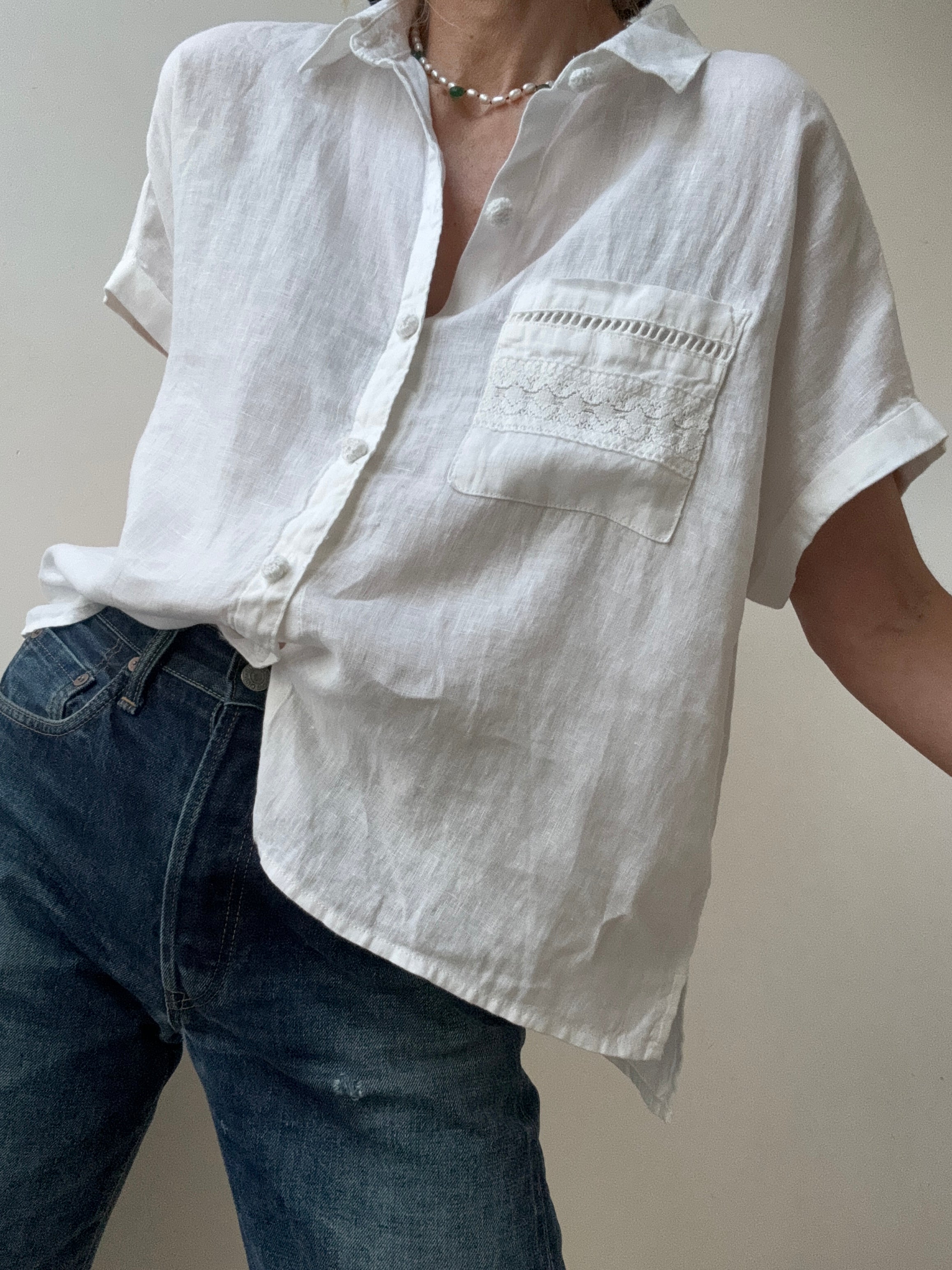 Not specified Shirts Joie Embroidered Linen Shirt White