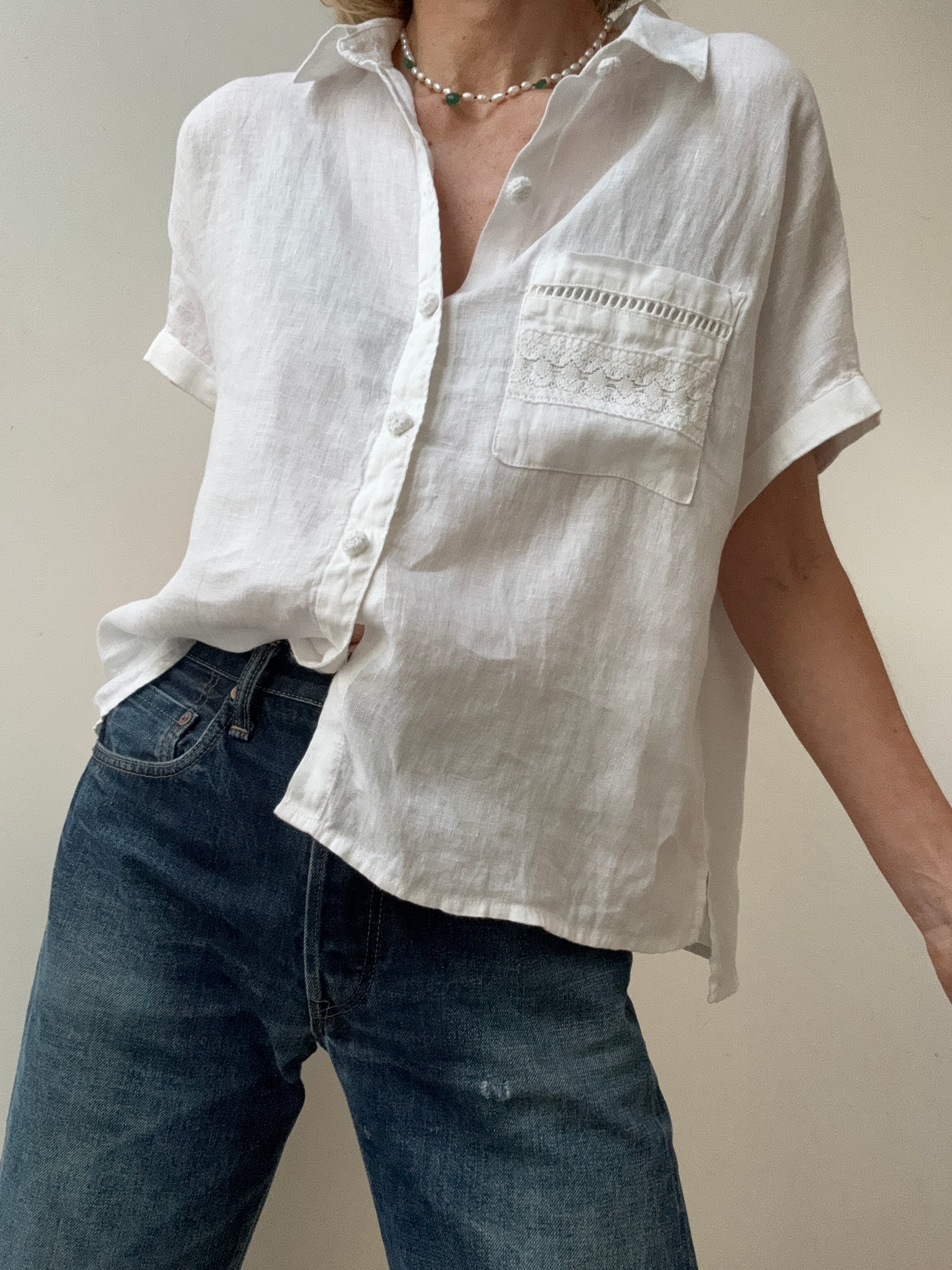 Not specified Shirts Joie Embroidered Linen Shirt White