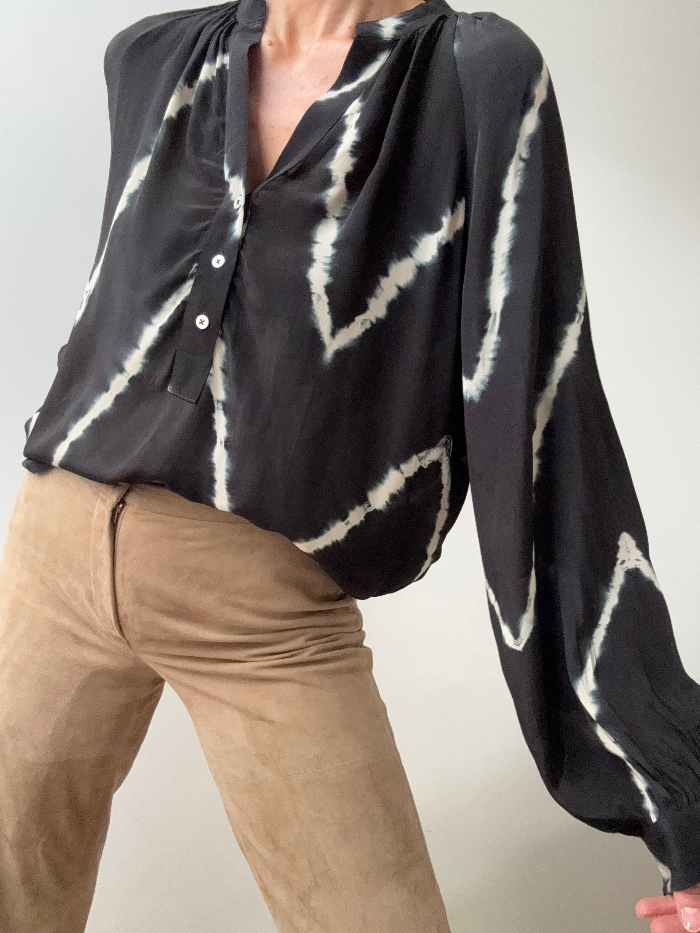 Nous Antwerp Blouses Tie Dye Ella Blouse Black