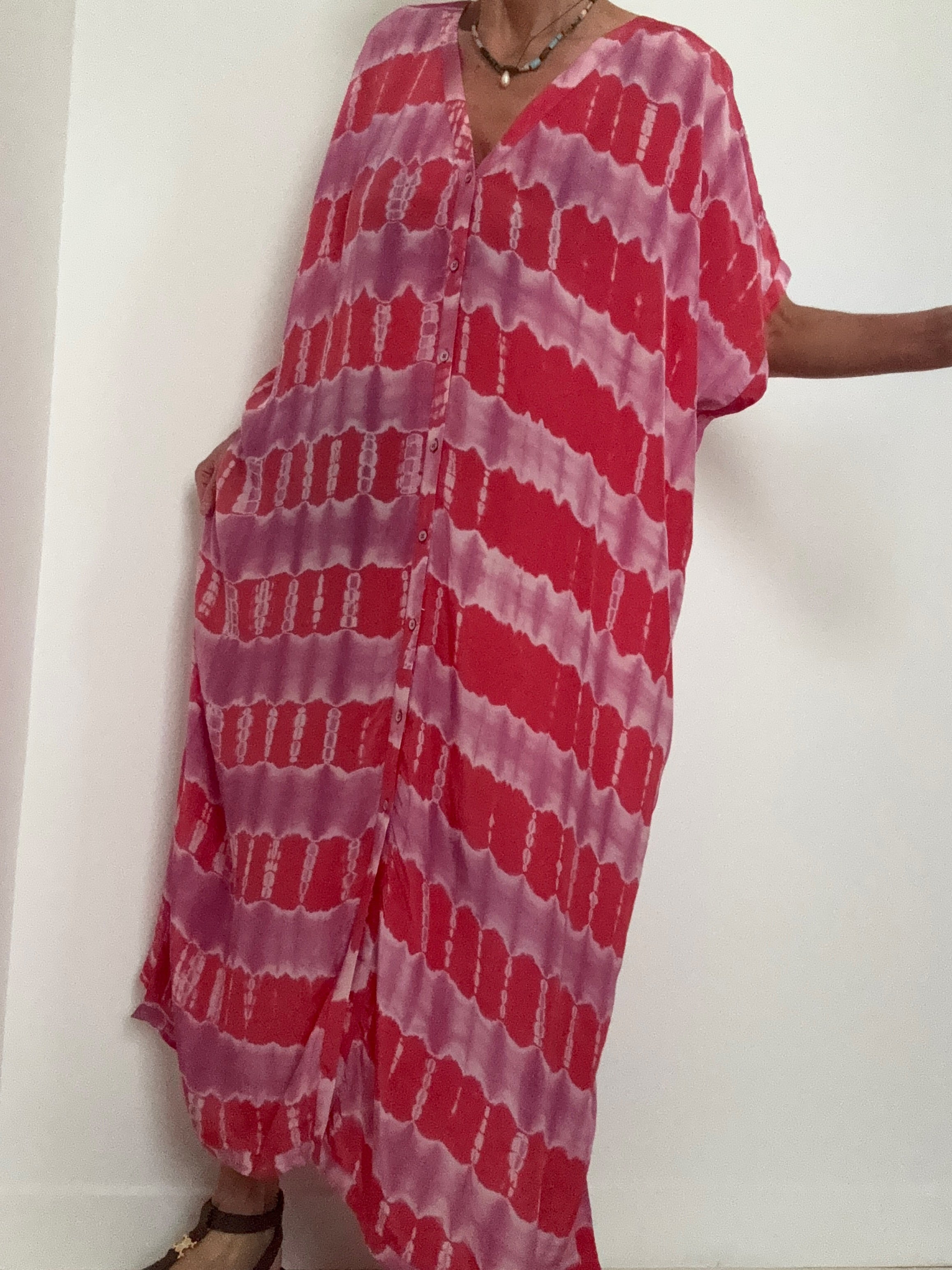 Nous Antwerp Dresses Sam Kaftan Dress Bubblegum