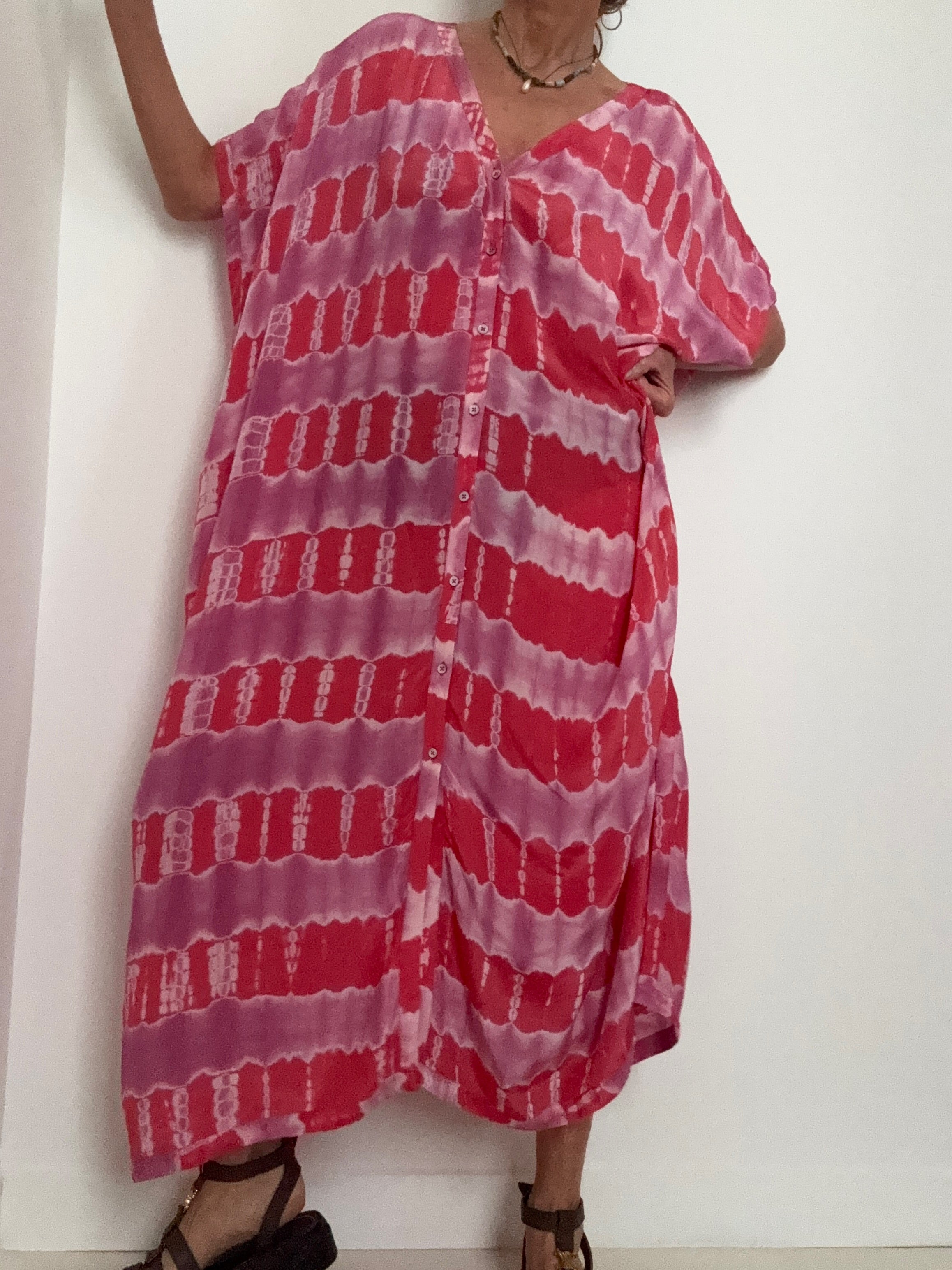Nous Antwerp Dresses Sam Kaftan Dress Bubblegum