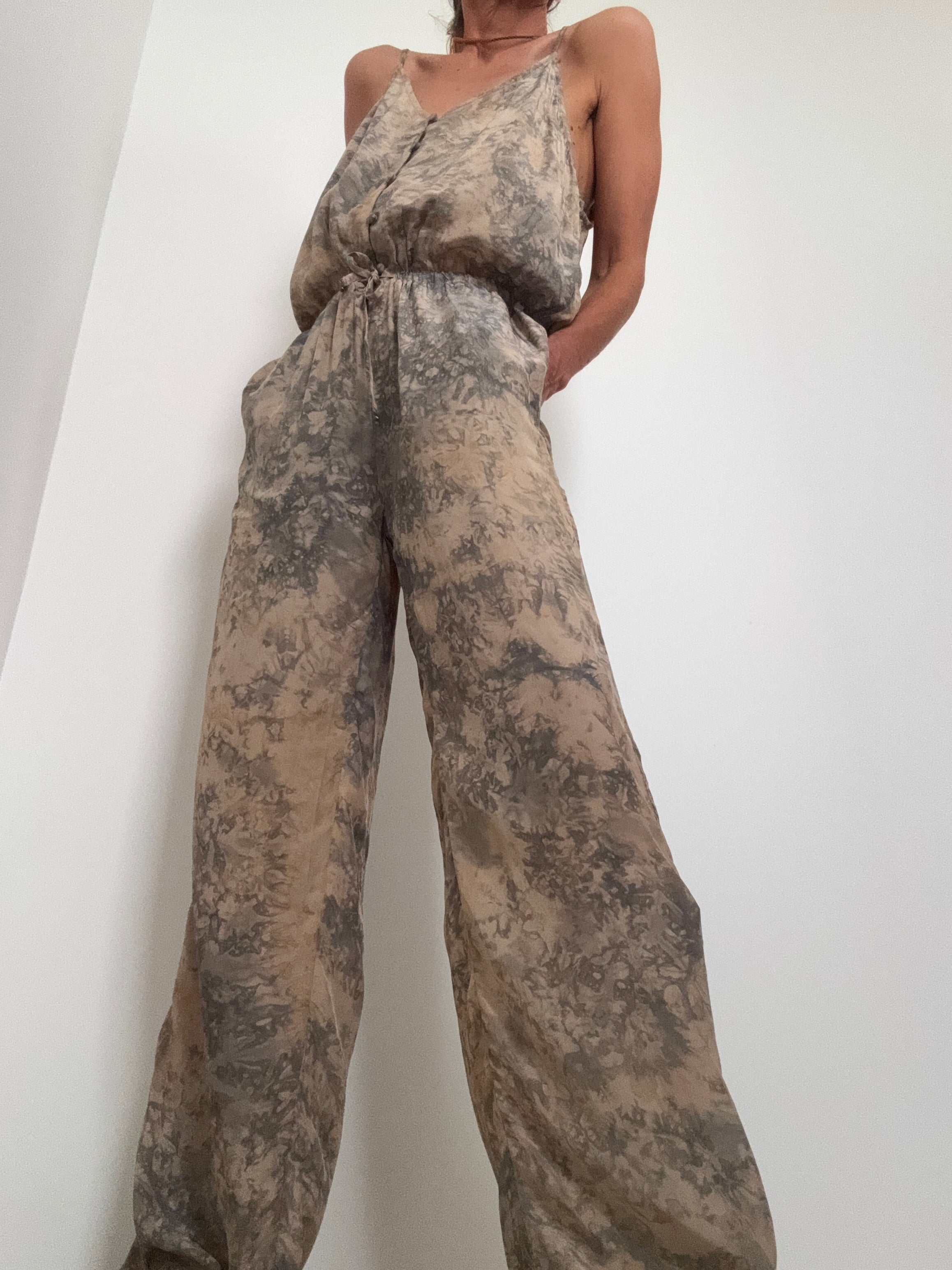 Nous Antwerp Jumpsuits Silk Jumpsuit Clay Tiedye