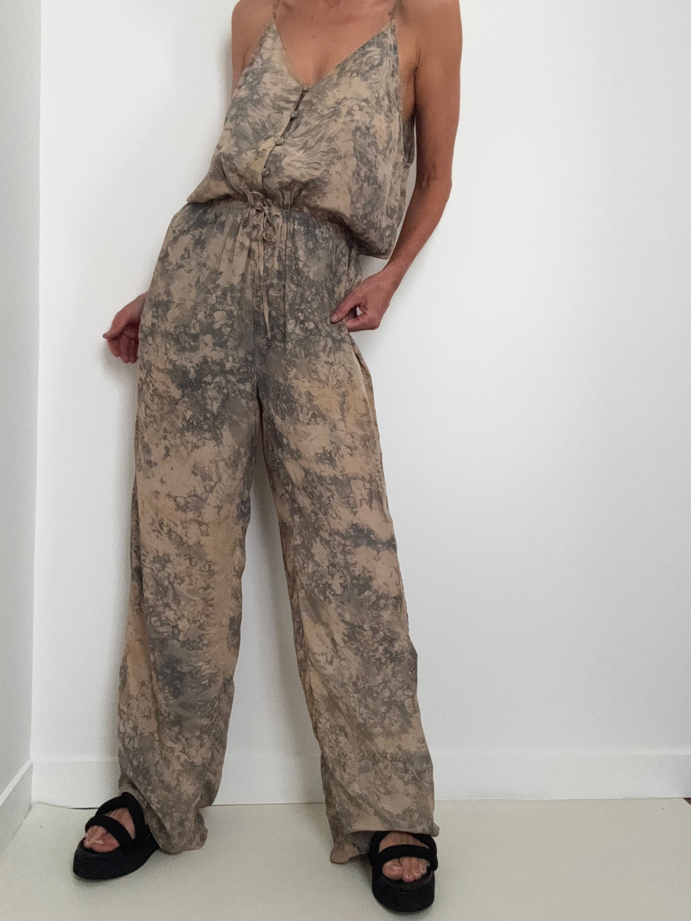 Nous Antwerp Jumpsuits Silk Jumpsuit Clay Tiedye