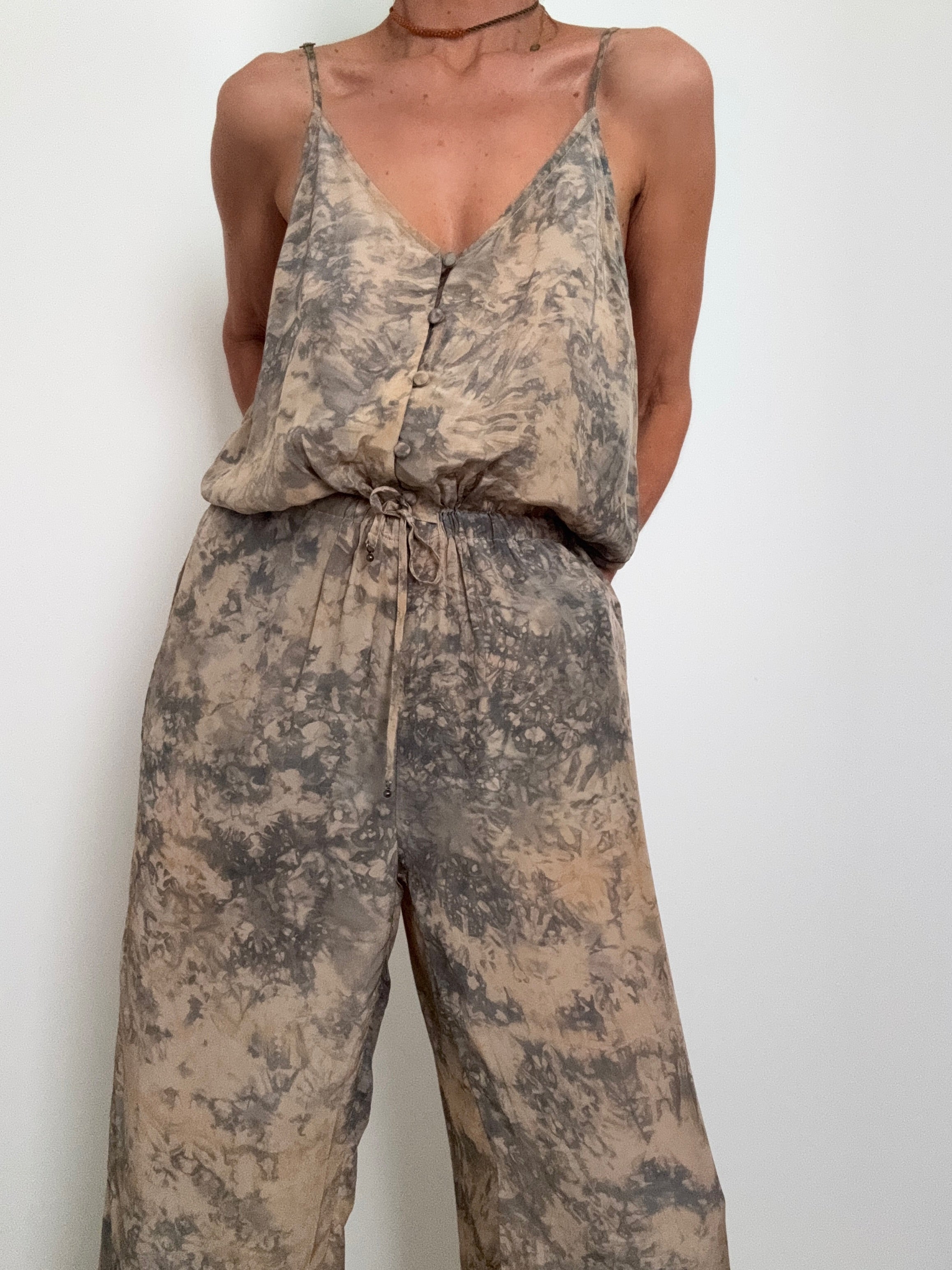 Nous Antwerp Jumpsuits Silk Jumpsuit Clay Tiedye