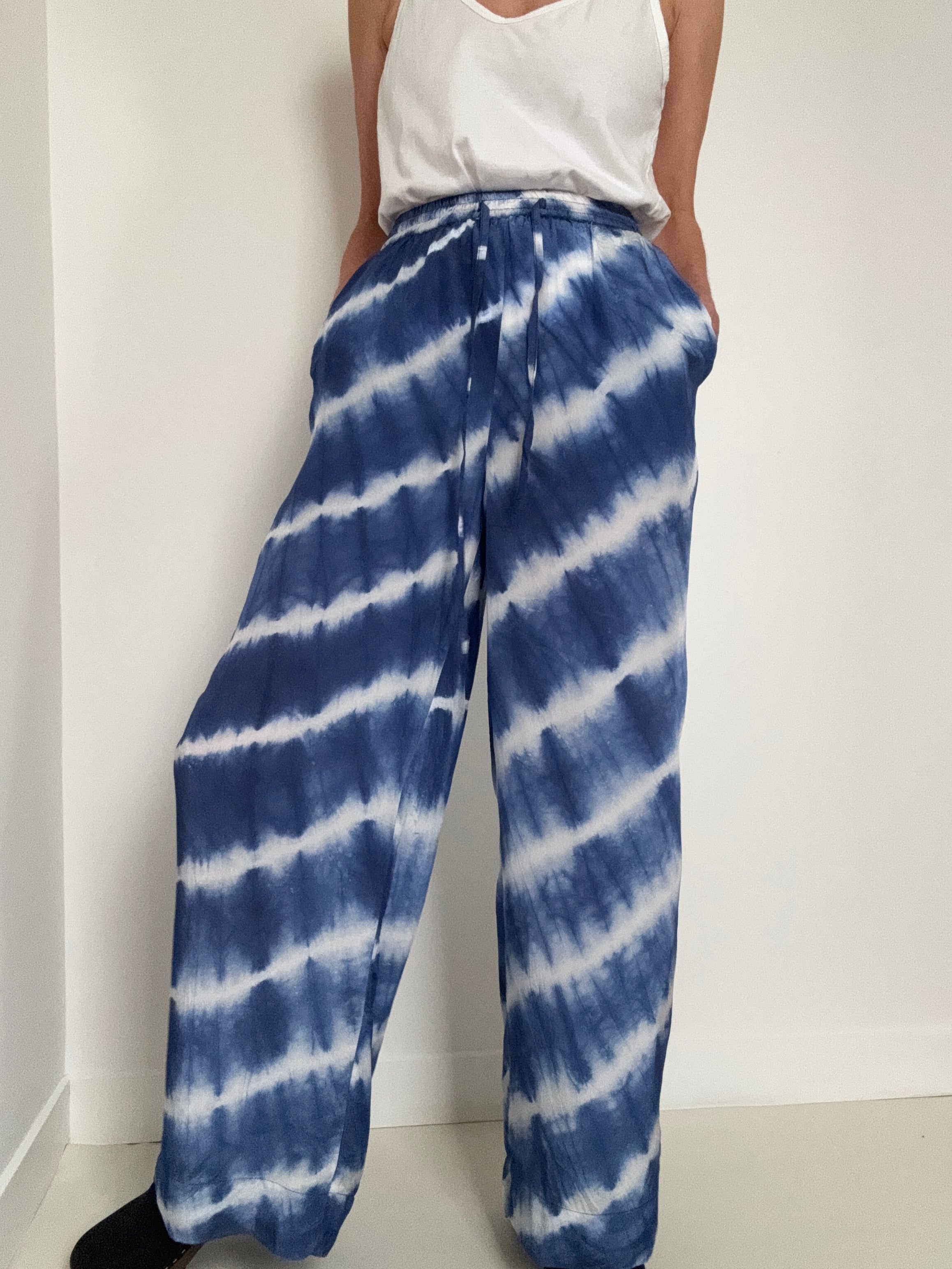 Silk Molly Trousers Blue Tiedye | Pants
